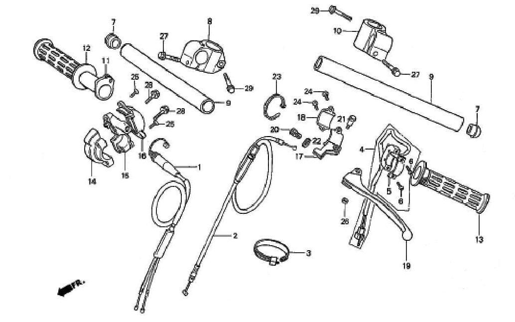 Handlebar / Switch / Cables for a 1995 Honda RS250 Technical Sports One, LLC