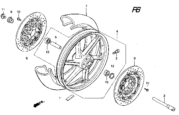 Front Wheel Parts for a 1995 Honda RS250 Technical Sports One, LLC