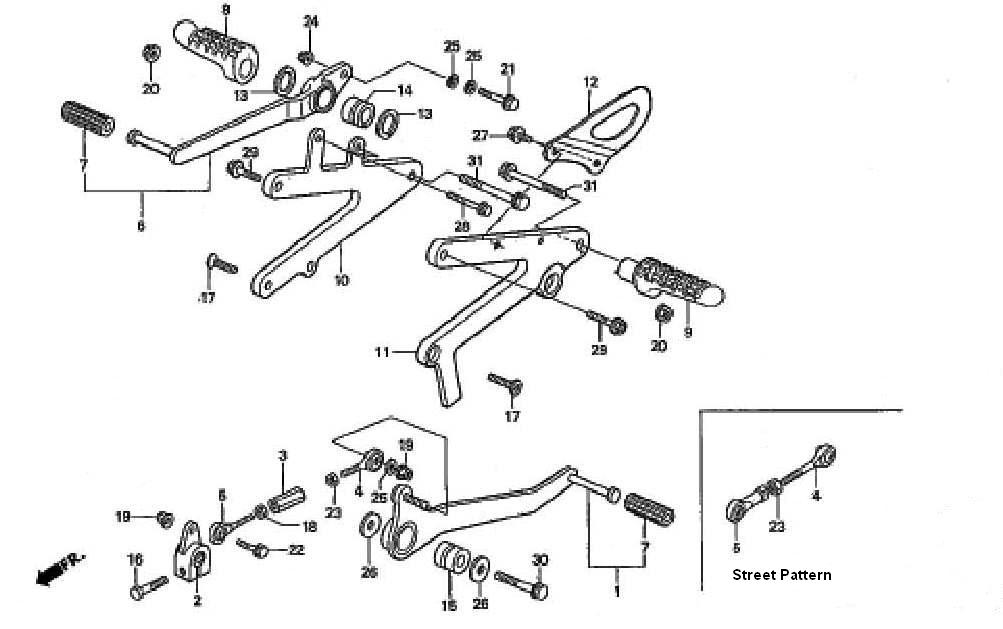 Gear Shift Pedal / Footpeg (Change Pedal / Step Arm) for a 1995 Honda RS250 Technical Sports One, LLC