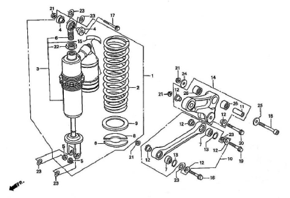 Rear Shock Absorber Parts for a 1995 Honda RS250 Technical Sports One, LLC