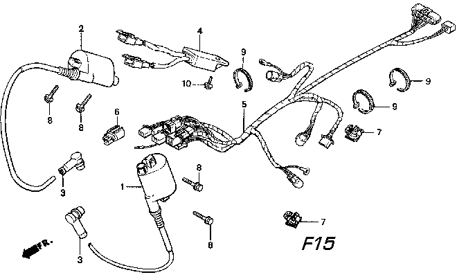 Ignition Coil / Regulator Rectifier / Wire Harness Parts for a 1995 Honda RS250 Technical Sports One, LLC