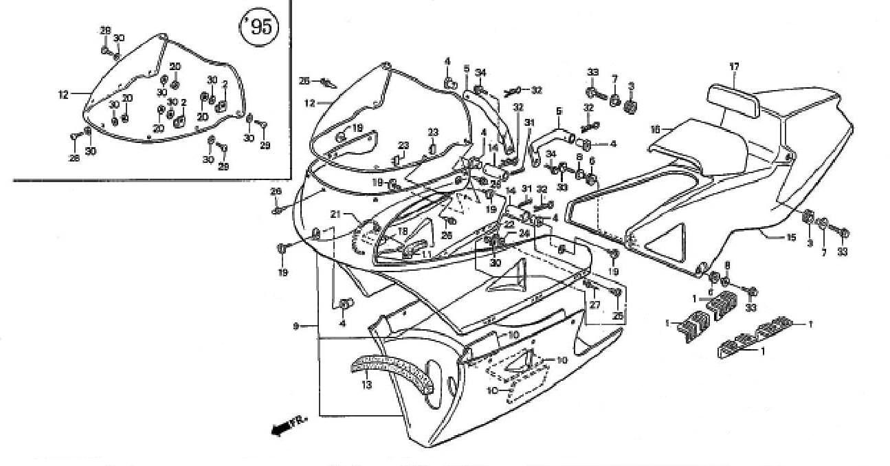 Cowl / Fairing Parts for a 1995 Honda RS250 Technical Sports One, LLC