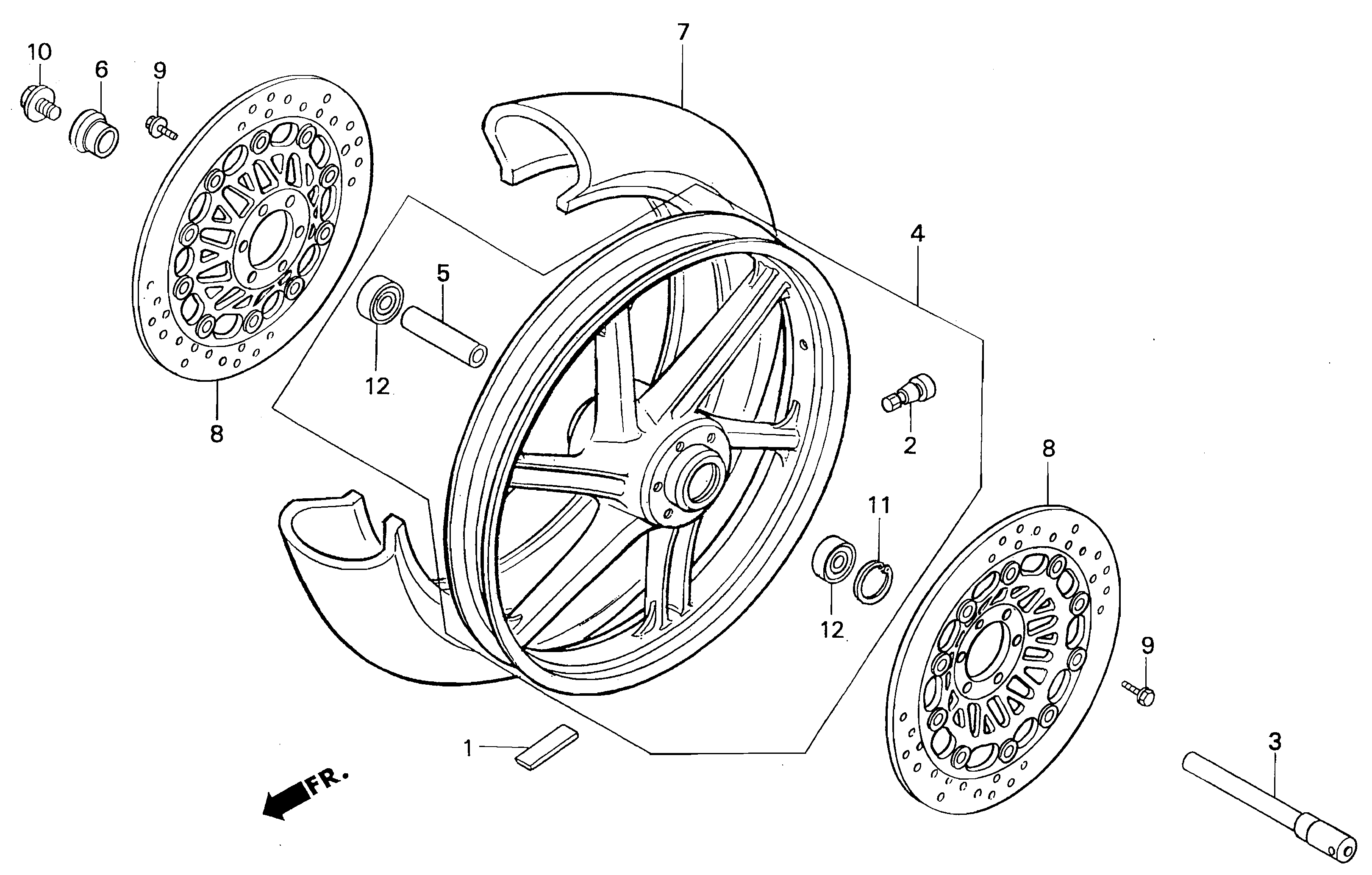 Front Wheel Parts for a 1996 Honda RS250 Technical Sports One, LLC