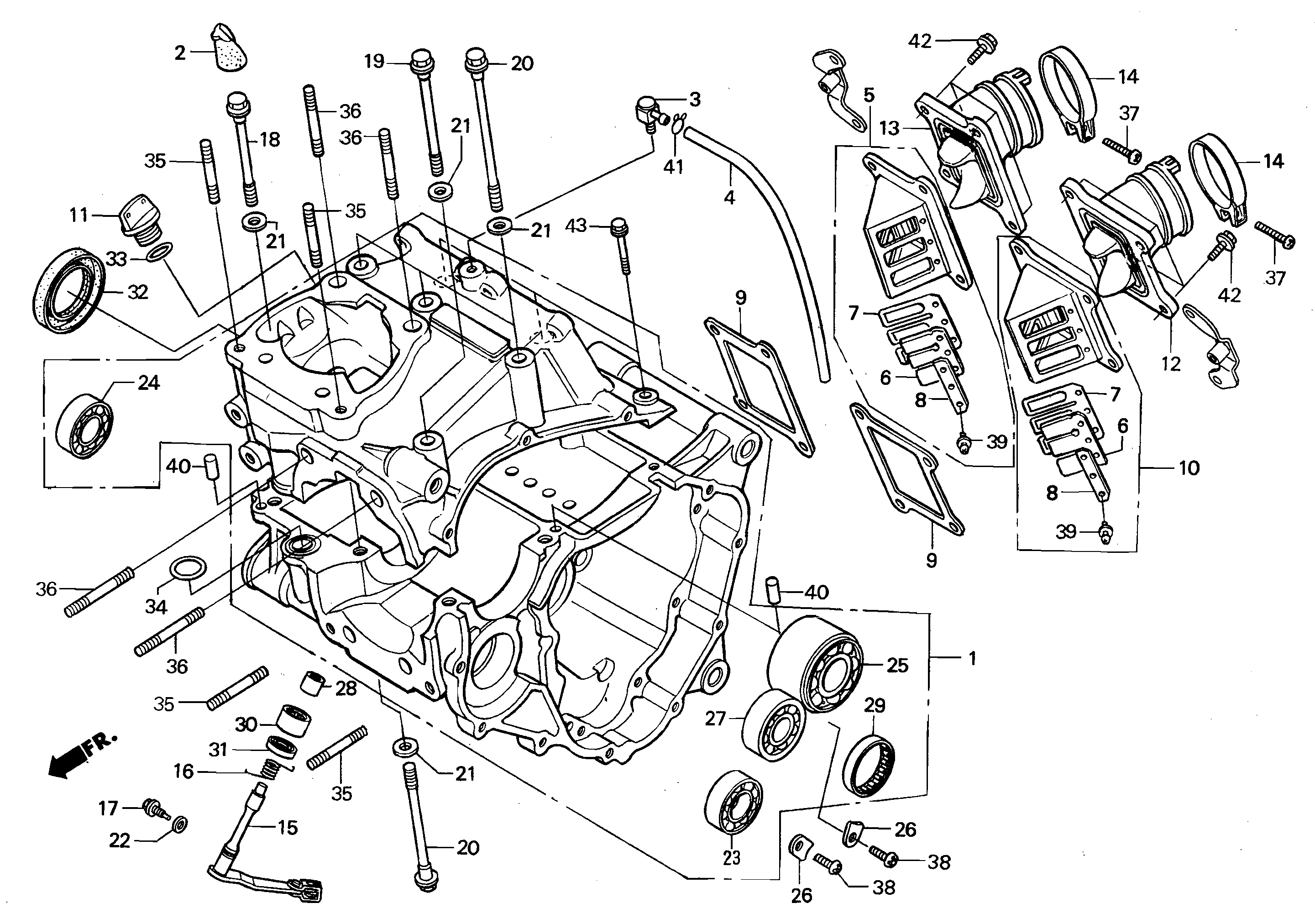 Crankcase and Crankcase Parts for a 1997 Honda RS250 Technical Sports One, LLC