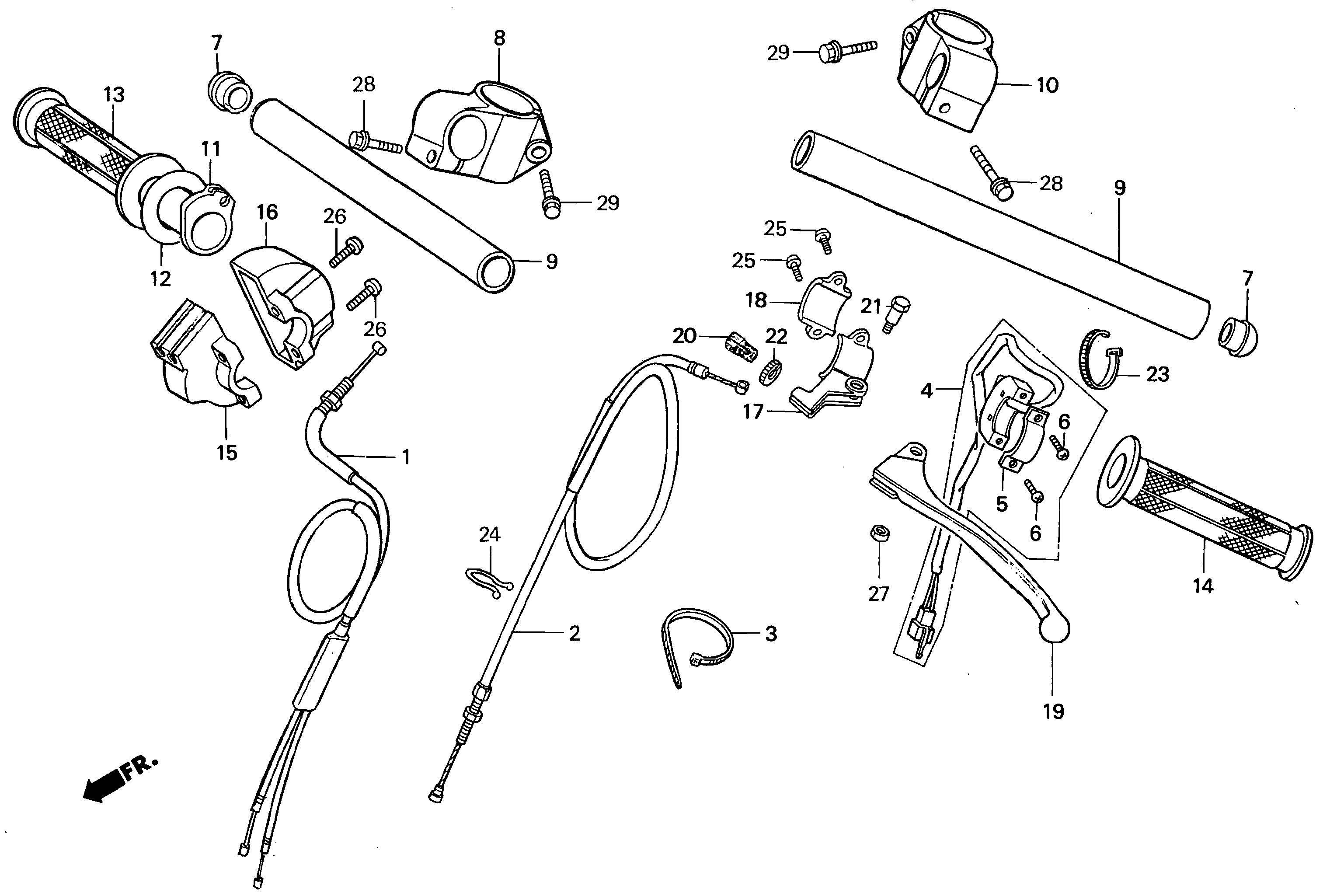 Handlebar / Switch / Cables for a 1997 Honda RS250 Technical Sports One, LLC