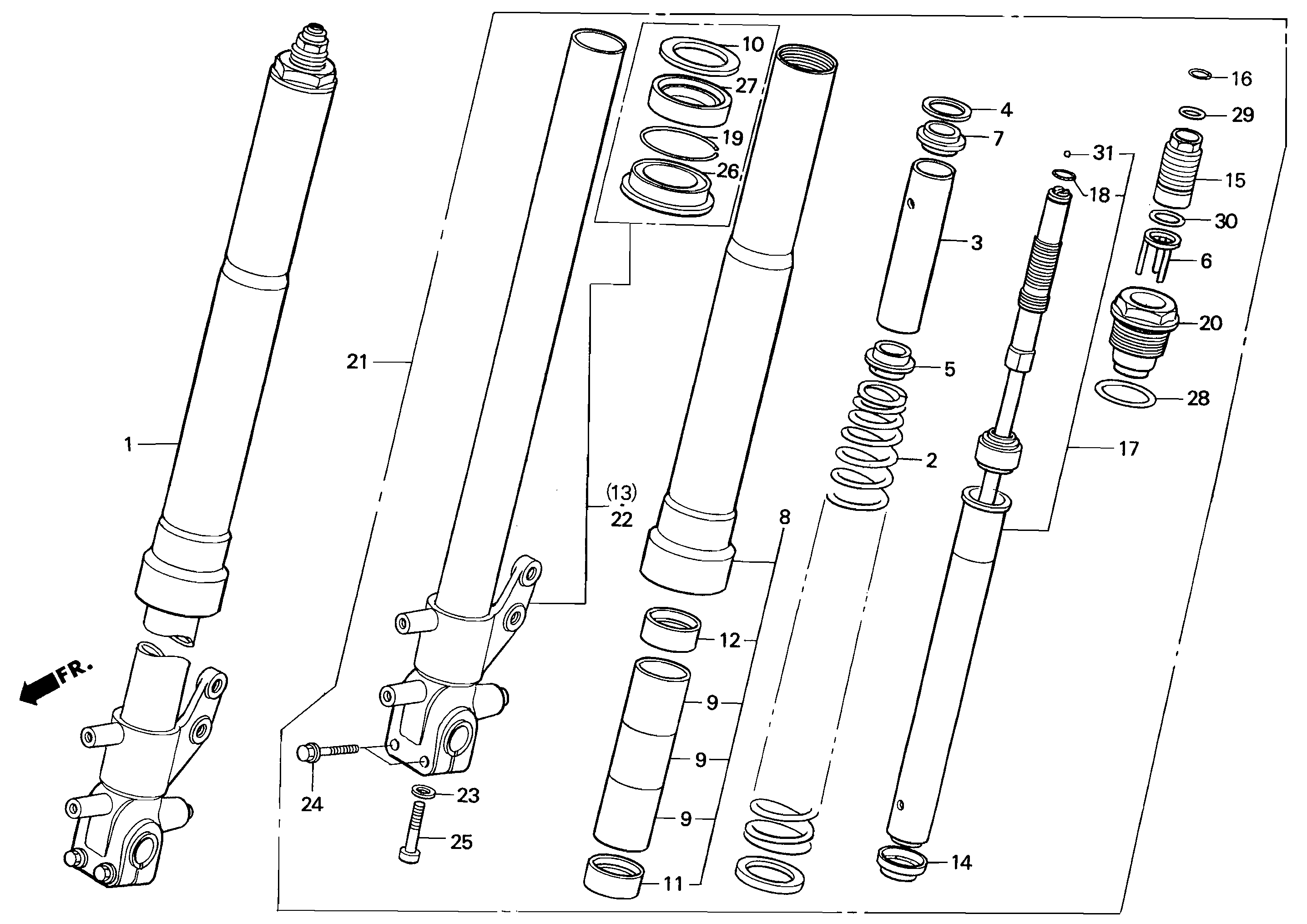 Front Fork Parts for a 1997 Honda RS250 Technical Sports One, LLC