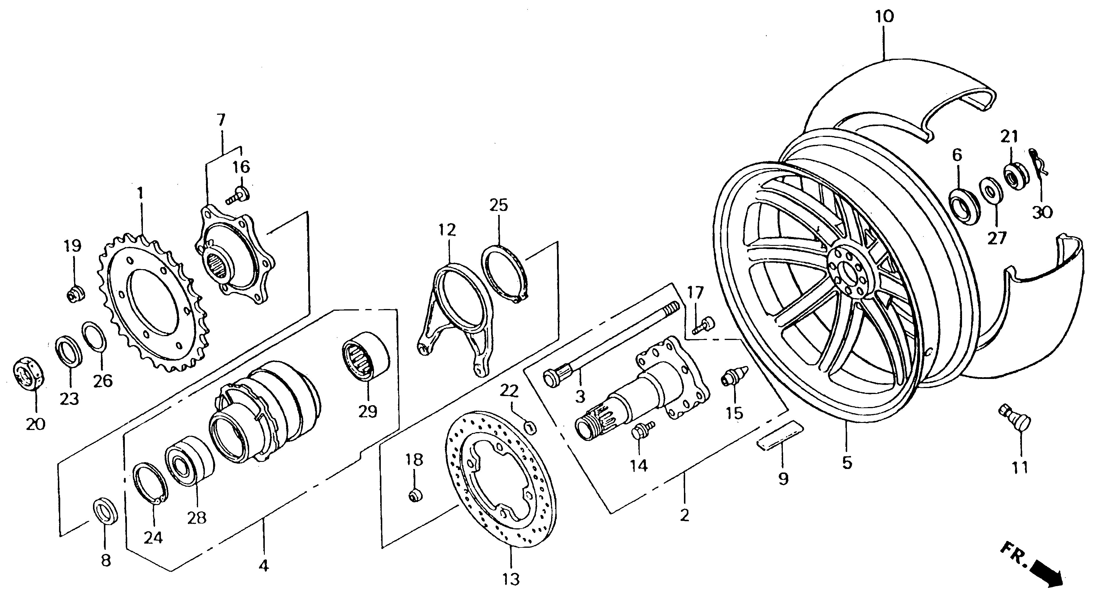 Rear Wheel Parts for a 1997 Honda RS250 Technical Sports One, LLC