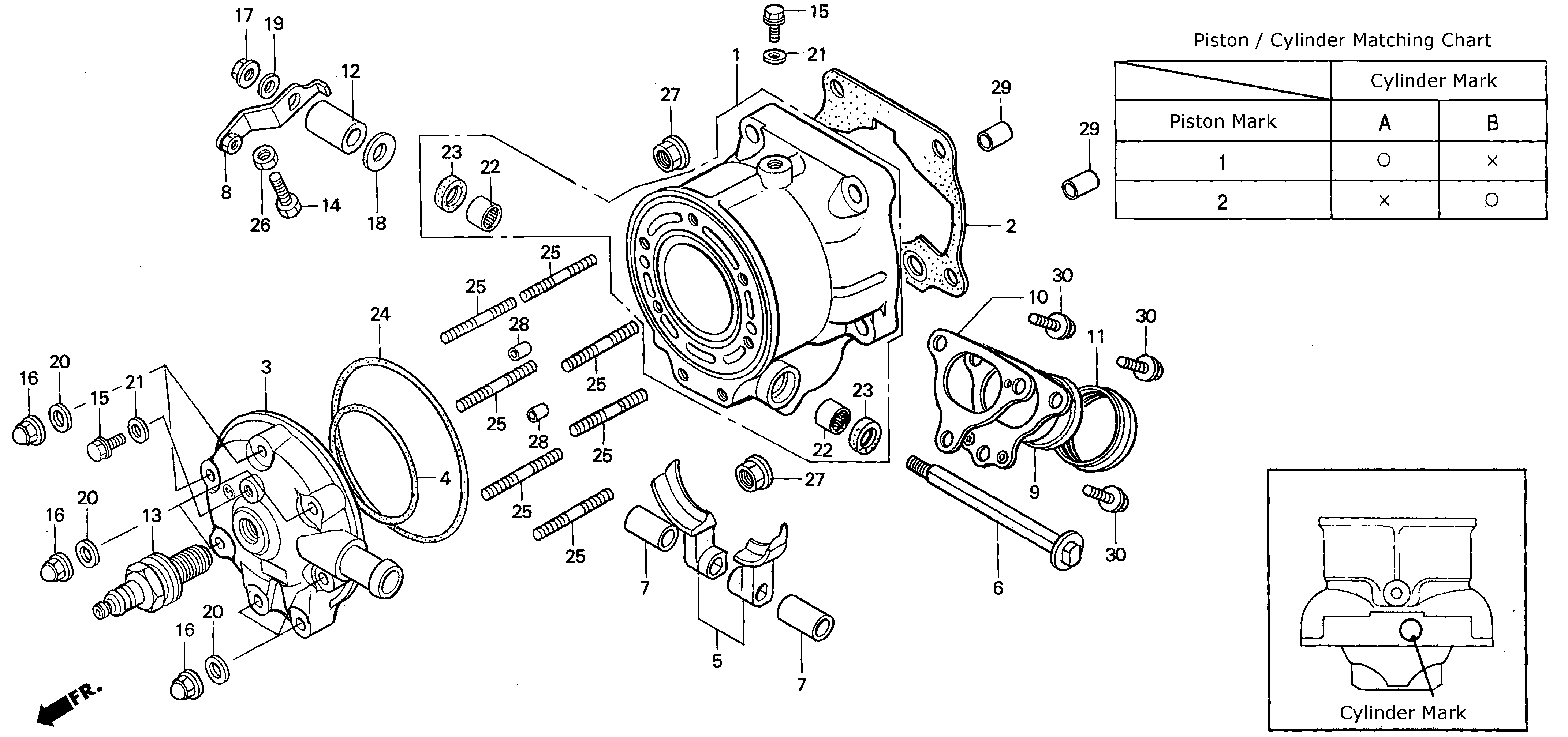 Front Cylinder / Front Cylinder Head Parts for a 1998 Honda RS250 Technical Sports One, LLC