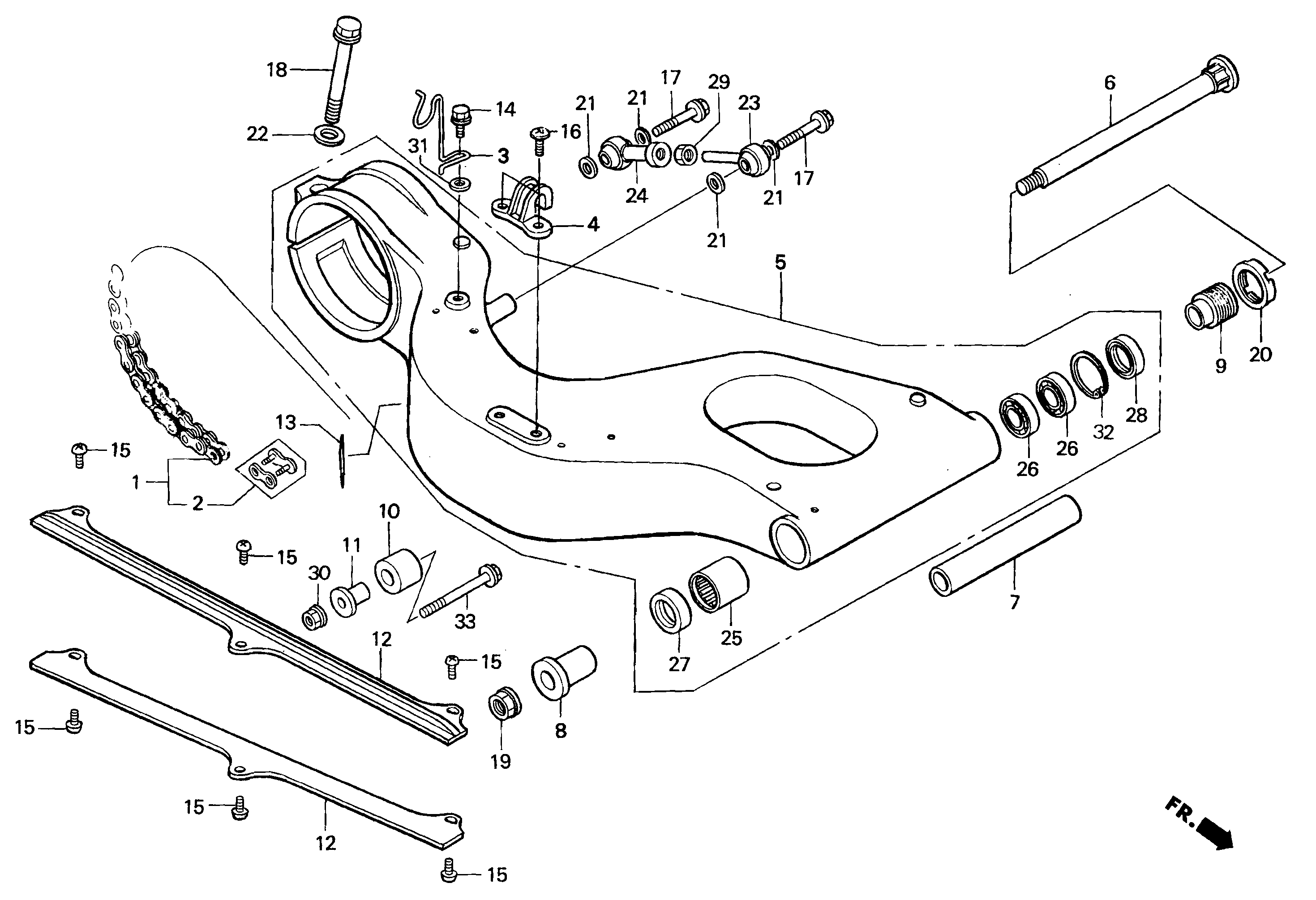 Rear Swingarm Parts for a 1998 Honda RS250 Technical Sports One, LLC