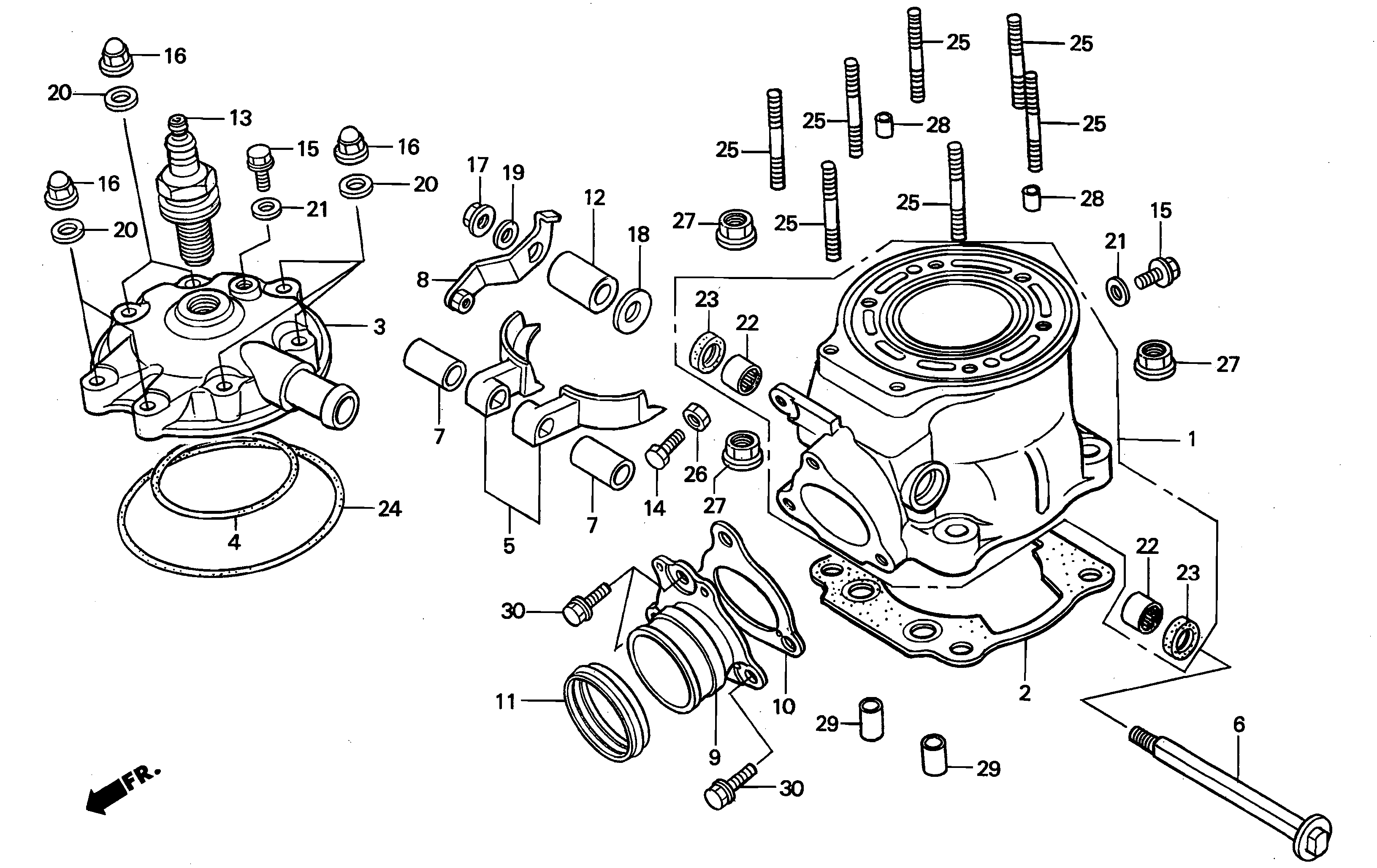 Rear Cylinder / Rear Cylinder Head Parts for a 1999 Honda RS250 Technical Sports One, LLC