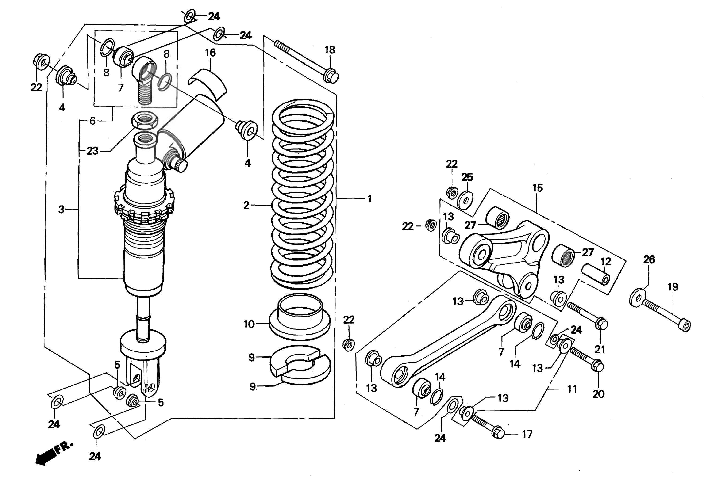 Rear Shock Absorber Parts for a 1999 Honda RS250 Technical Sports One, LLC