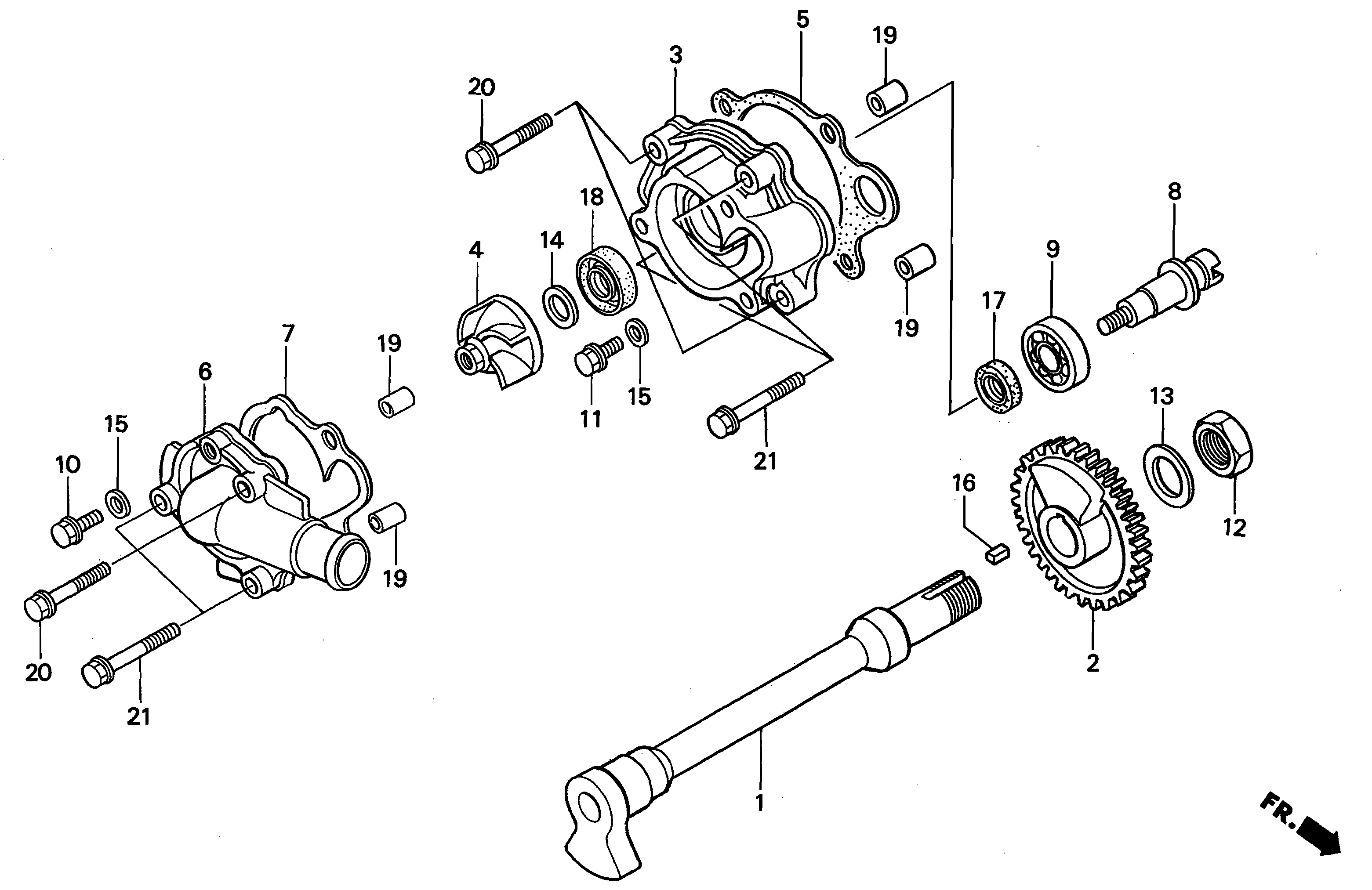 Water Pump / Balancer Shaft parts for a 2000 Honda RS250 Technical Sports One, LLC