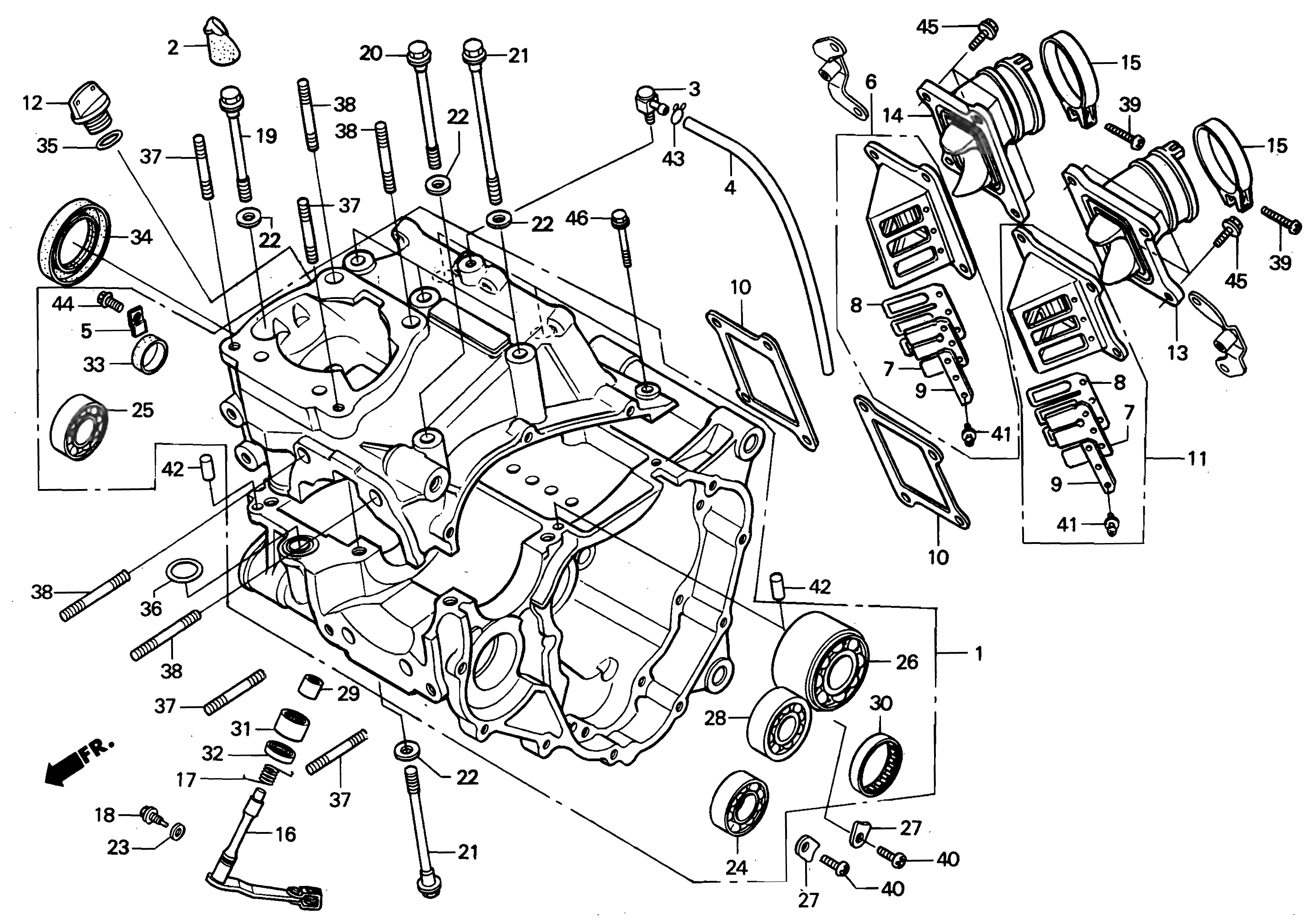 Crankcase and Crankcase Parts for a 2000 Honda RS250 Technical Sports One, LLC