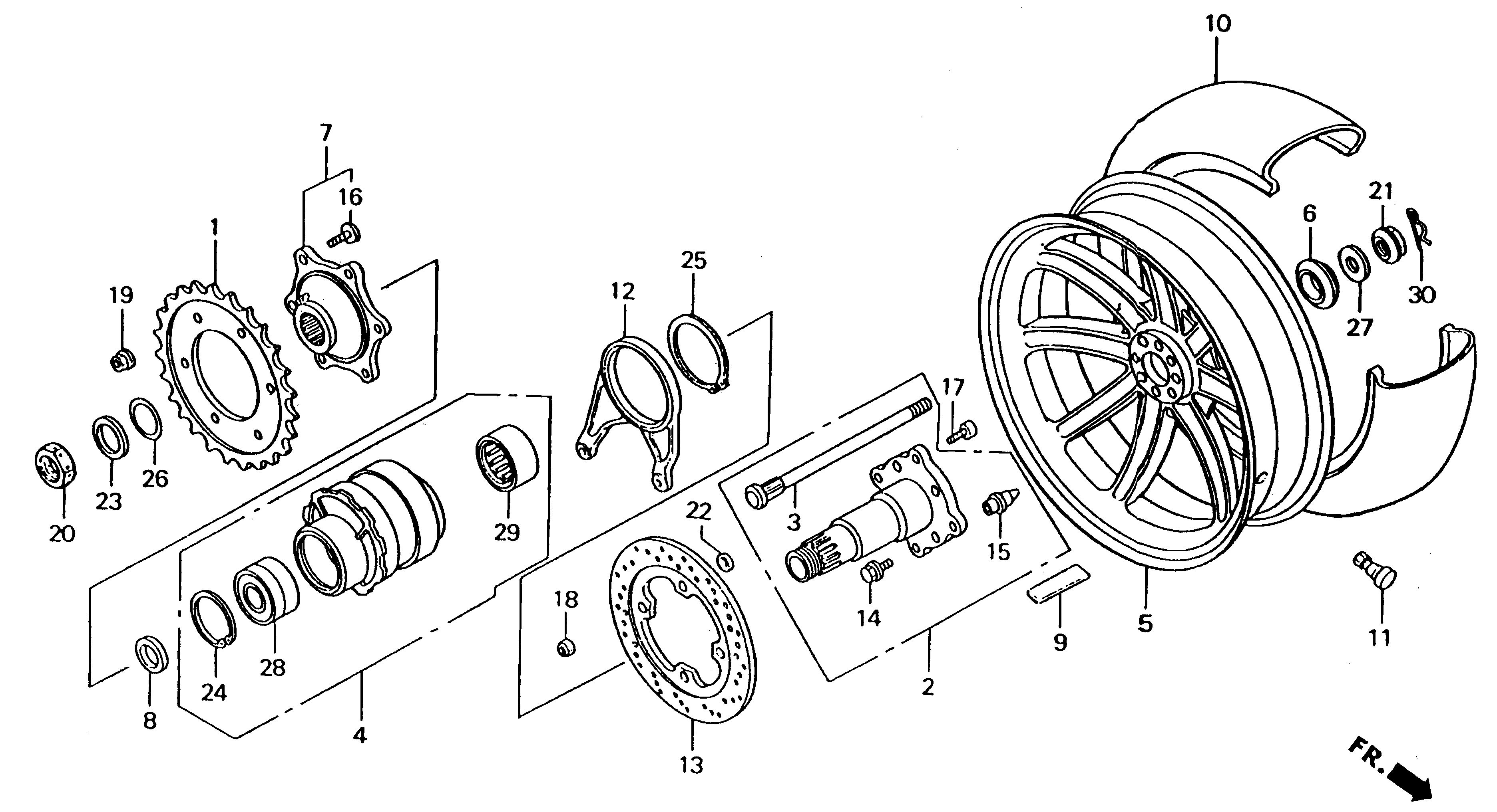 Rear Wheel Parts for a 2000 Honda RS250 Technical Sports One, LLC