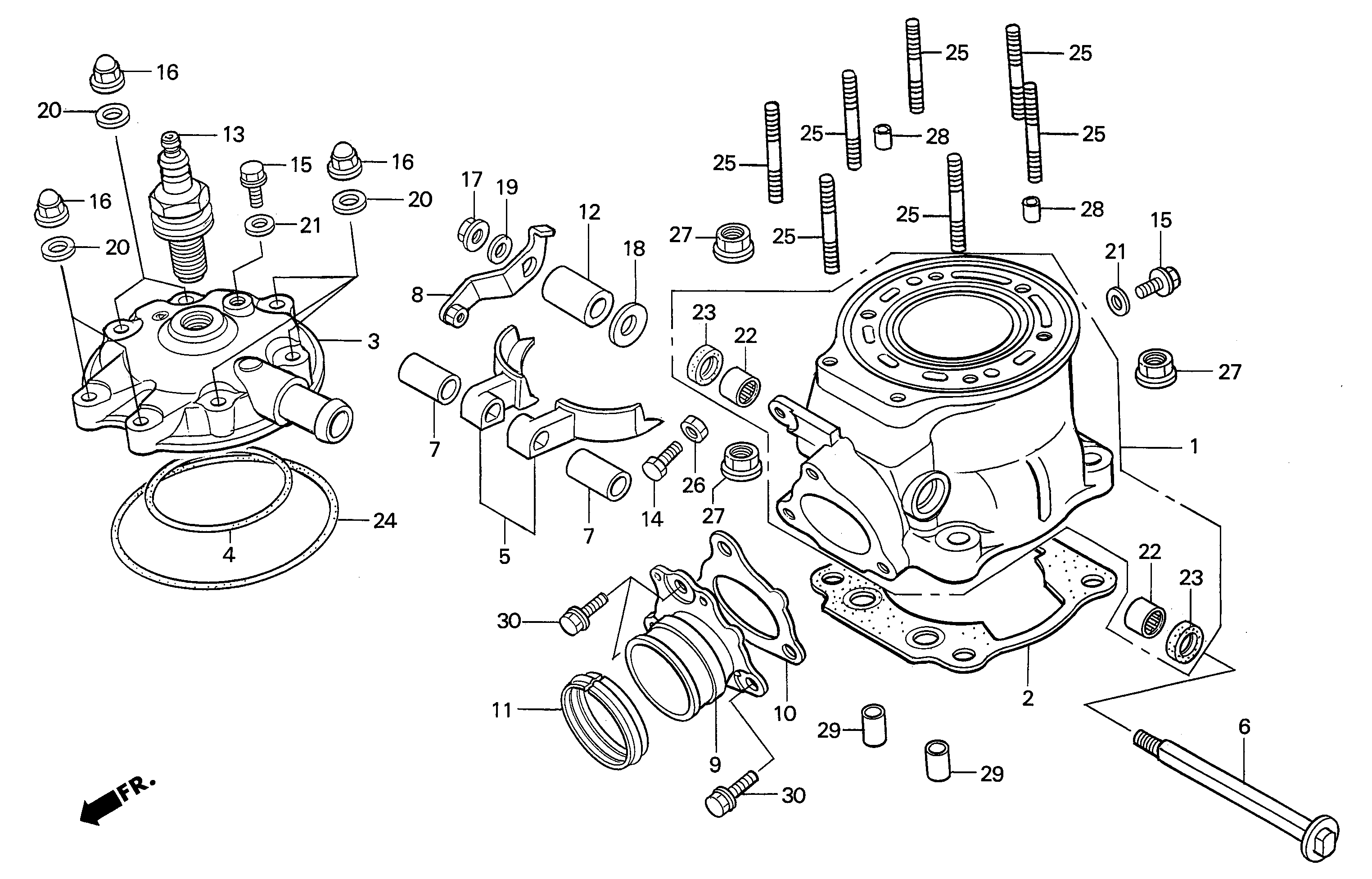 Rear Cylinder / Rear Cylinder Head Parts for a 2001 Honda RS250 Technical Sports One, LLC