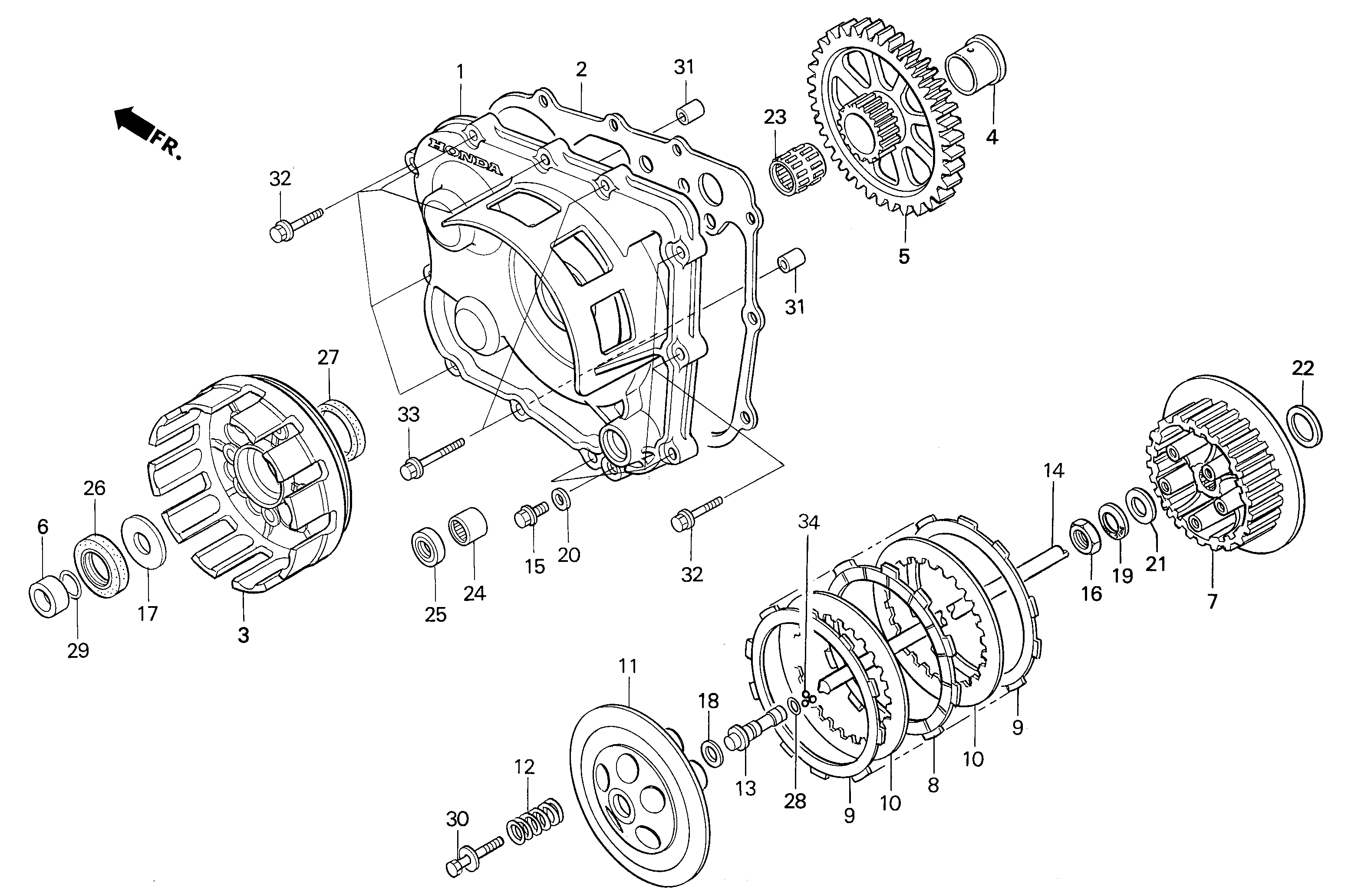 Left Crankcase Cover / Clutch Parts for a 2001 Honda RS250 Technical Sports One, LLC