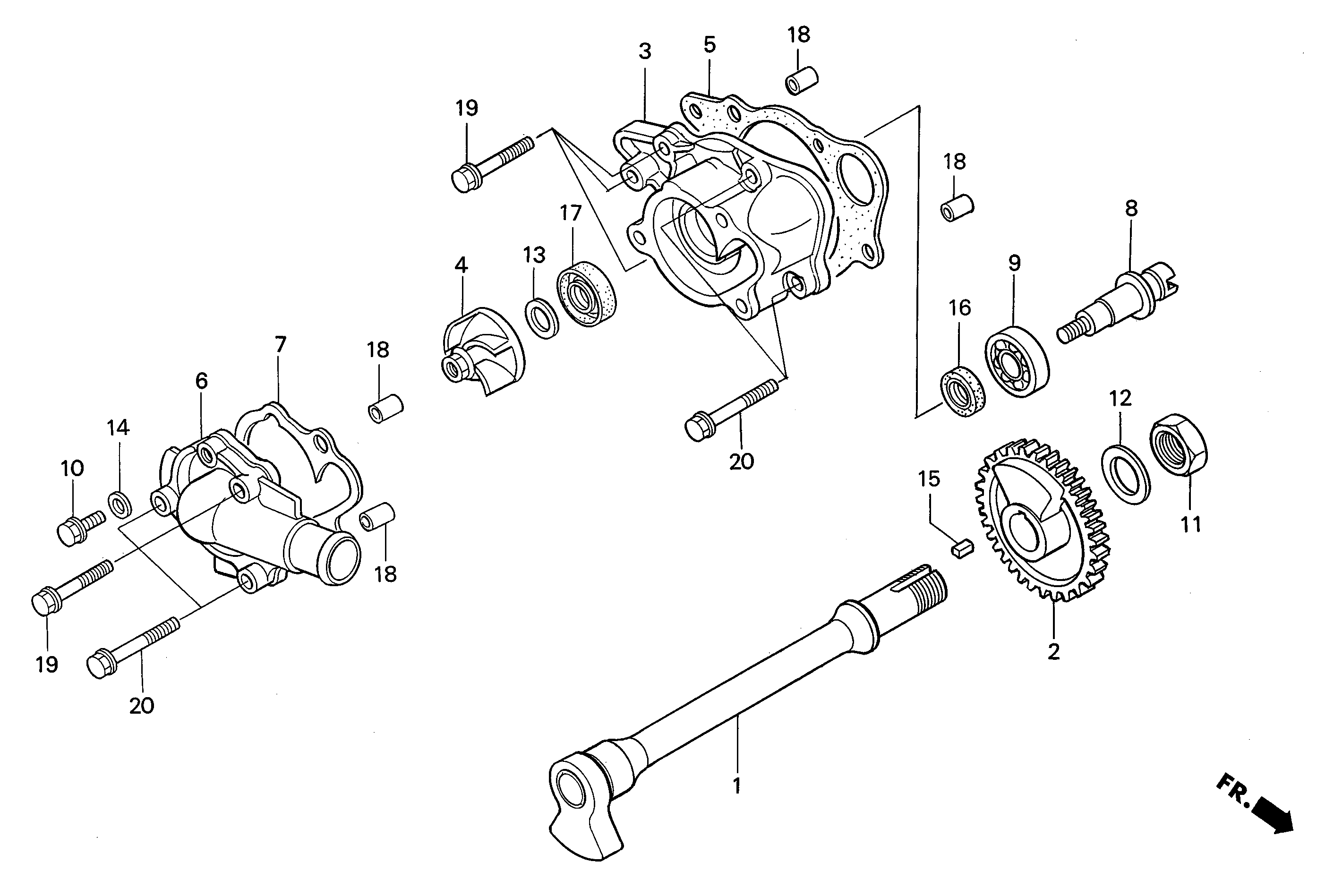 Water Pump / Balancer Shaft parts for a 2001 Honda RS250 Technical Sports One, LLC