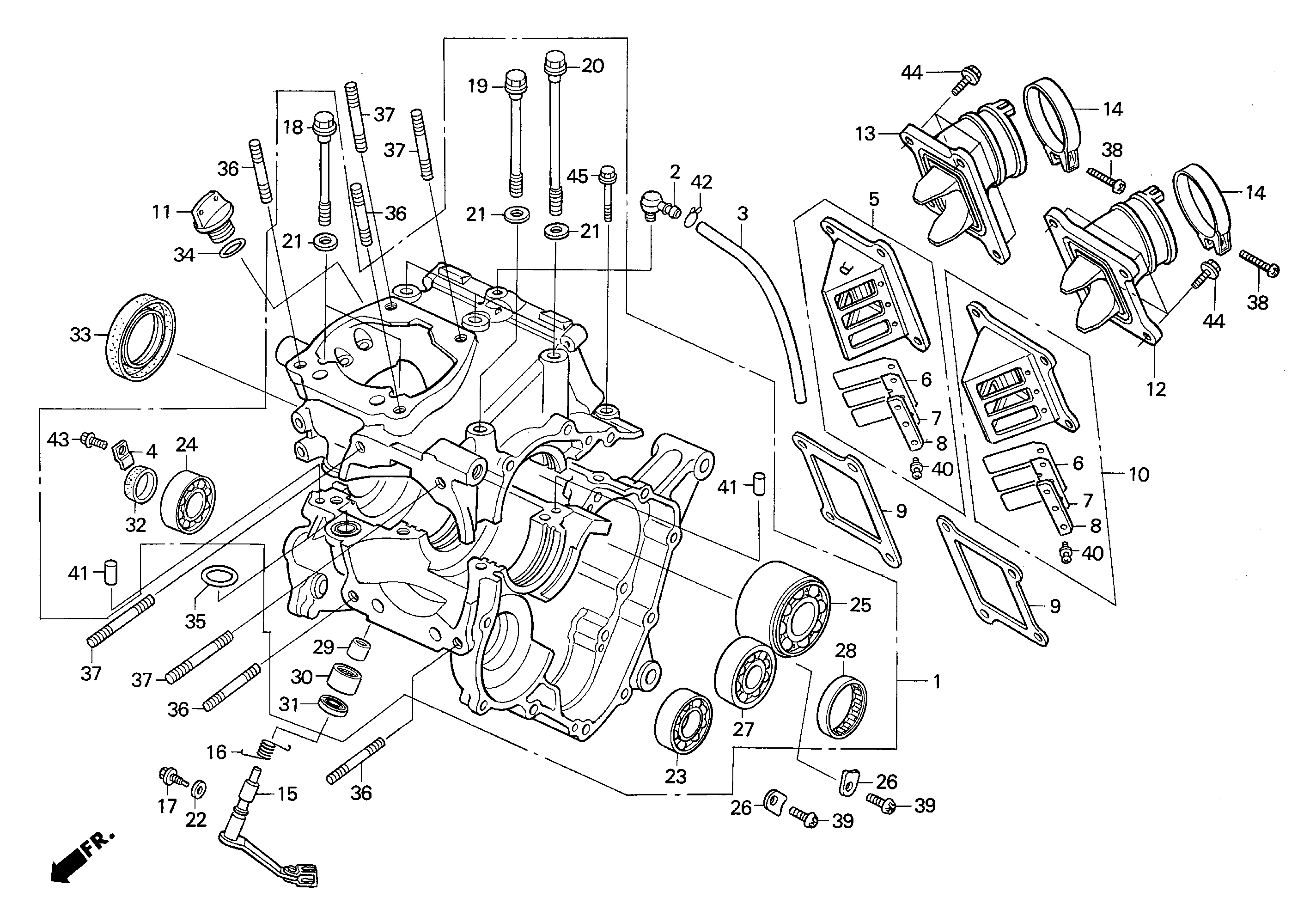 Crankcase and Crankcase Parts for a 2001 Honda RS250 Technical Sports One, LLC