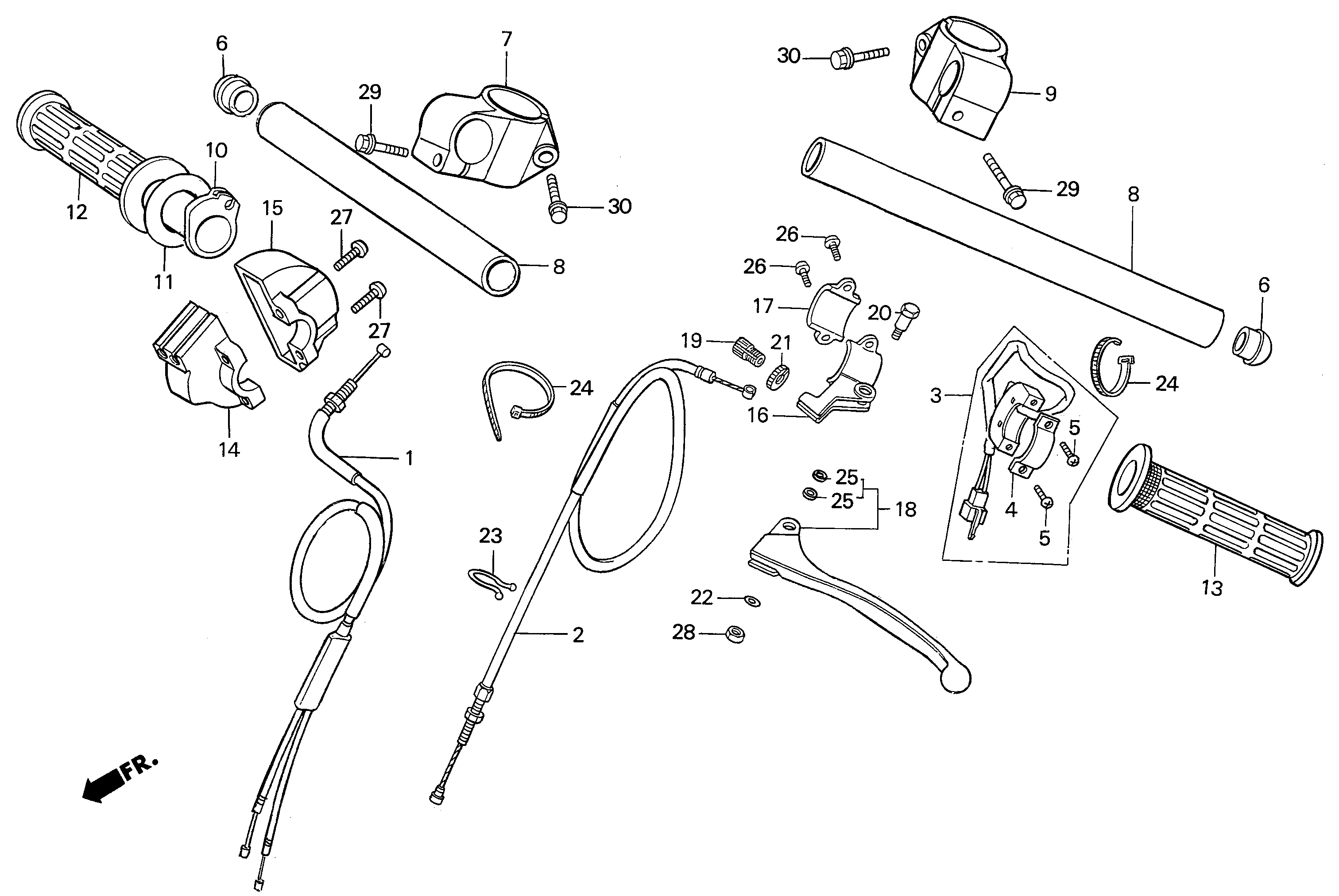 Handlebar / Switch / Cables for a 2001 Honda RS250 Technical Sports One, LLC