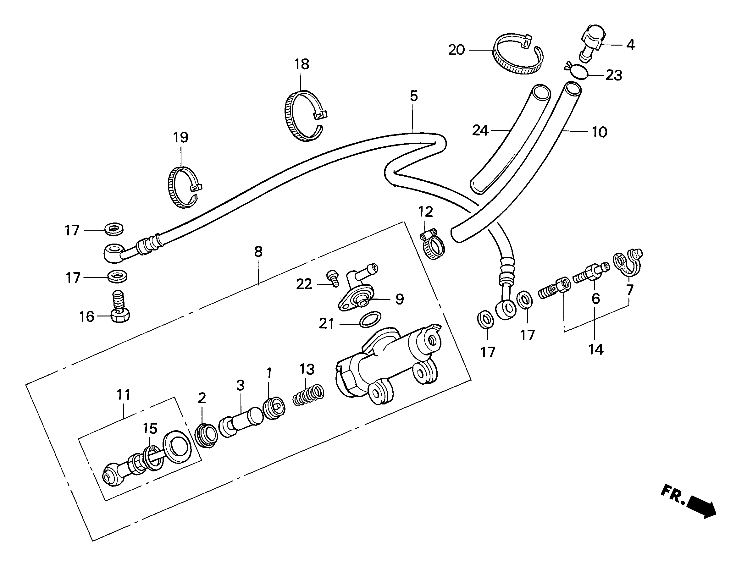 Rear Brake Master Cylinder Parts for a 2001 Honda RS250 Technical Sports One, LLC