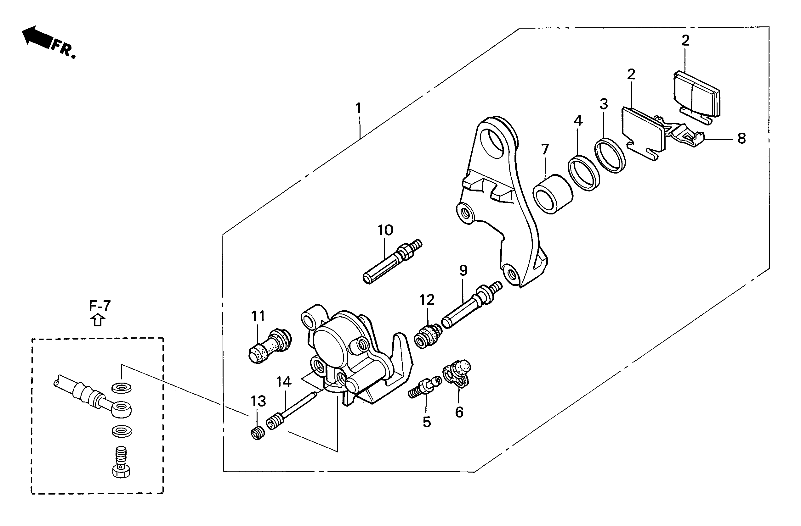 Rear Brake Caliper Parts for a 2001 Honda RS250 Technical Sports One, LLC