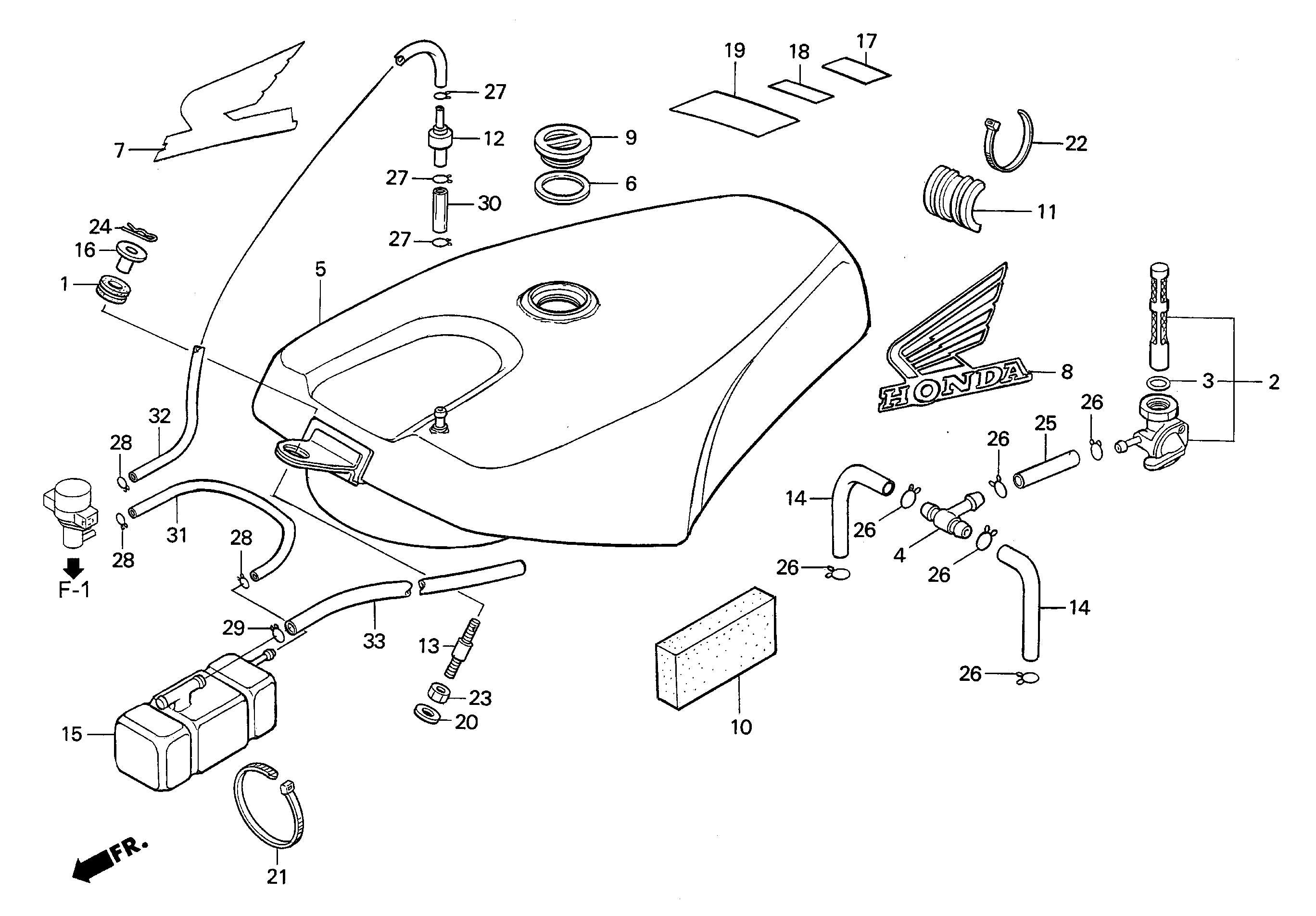 Fuel Tank Parts for a 2001 Honda RS250 Technical Sports One, LLC