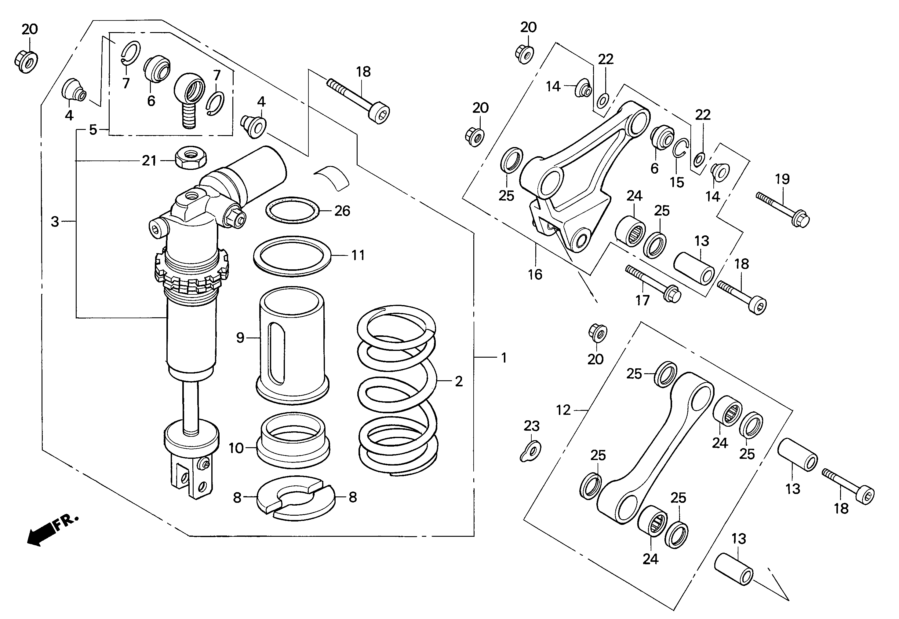 Rear Shock Absorber Parts for a 2001 Honda RS250 Technical Sports One, LLC