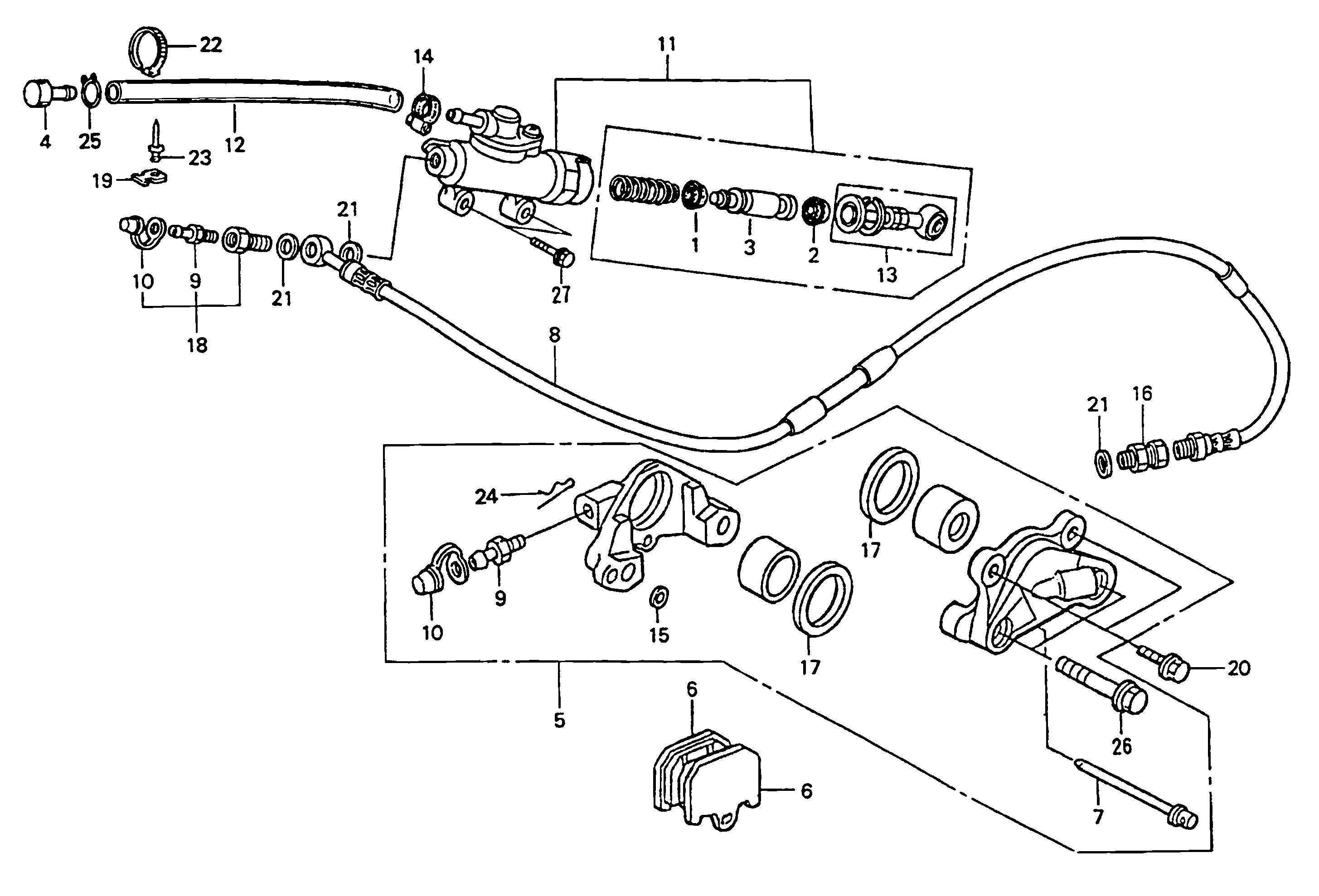 Technical Sports One, LLC 1997 Honda NSR500v Rear Brake Caliper / Rear Brake Disk / Rear Brake Master Cylinder Image