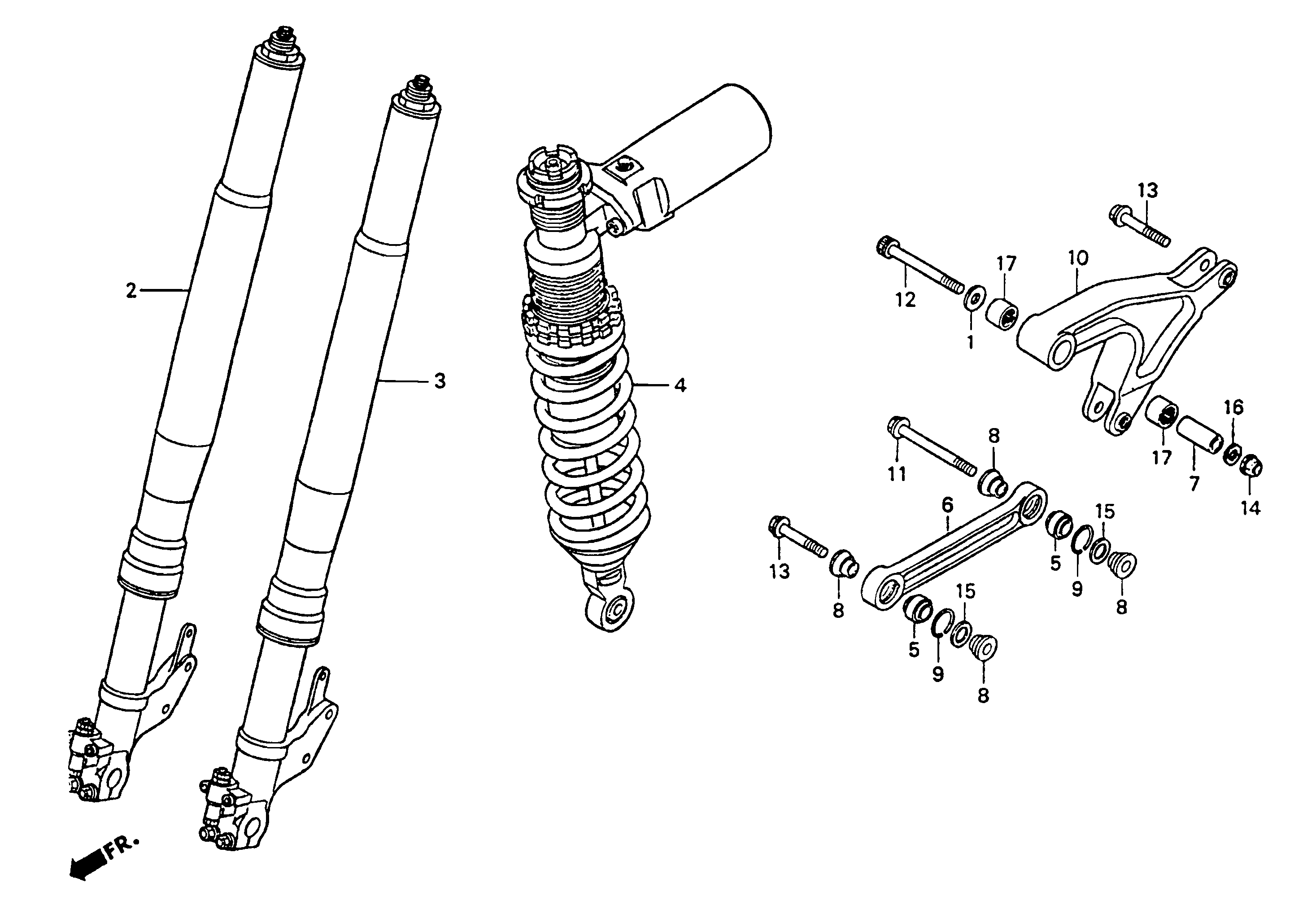 Technical Sports One, LLC 1997 Honda NSR500v Front Fork / Rear Shock Absorber / Rear Shock Linkage Image