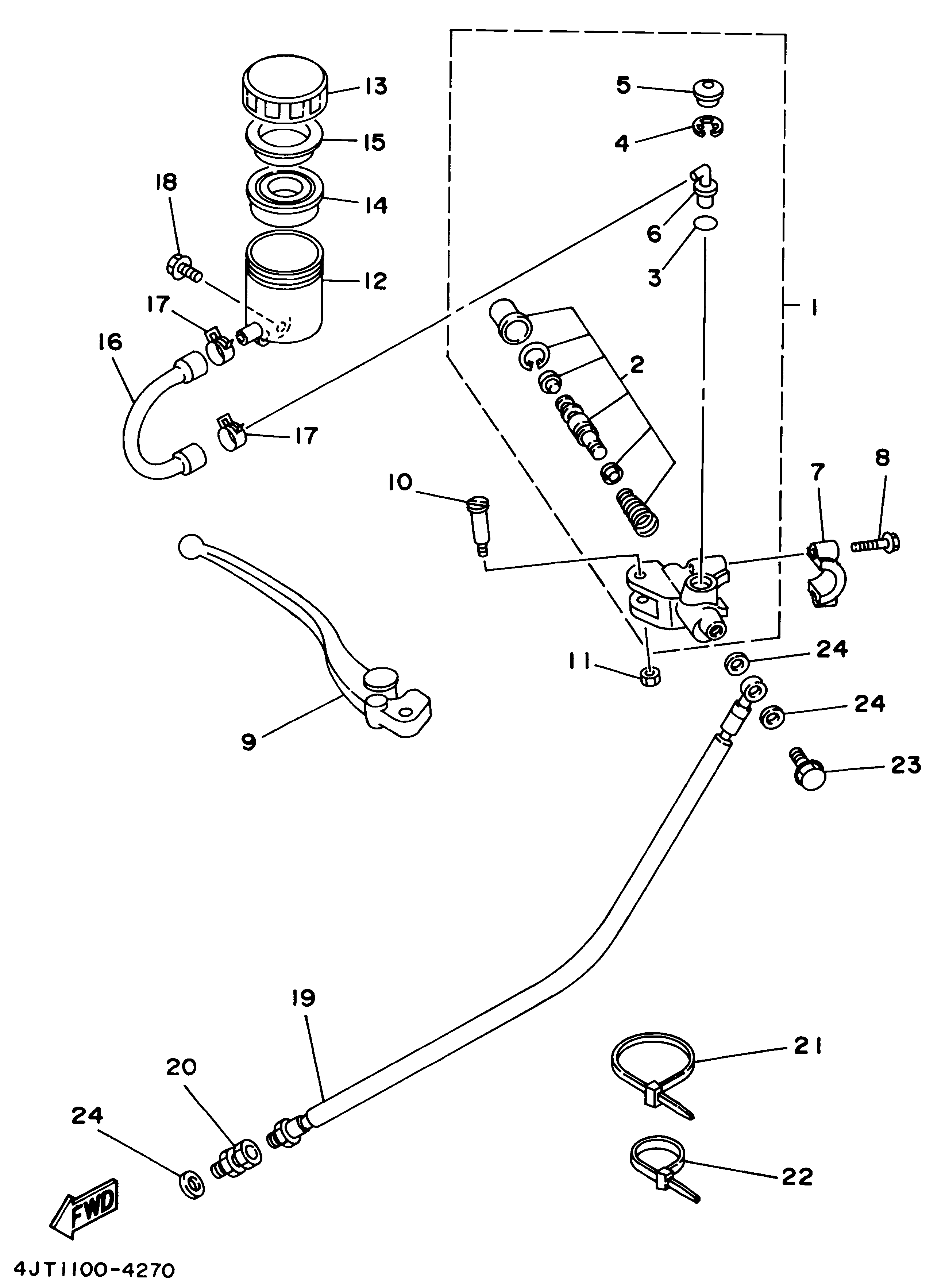 Technical Sports One, LLC 1994 Yamaha TZ125 (4JT1) Image for Front Brake Master Cylinder