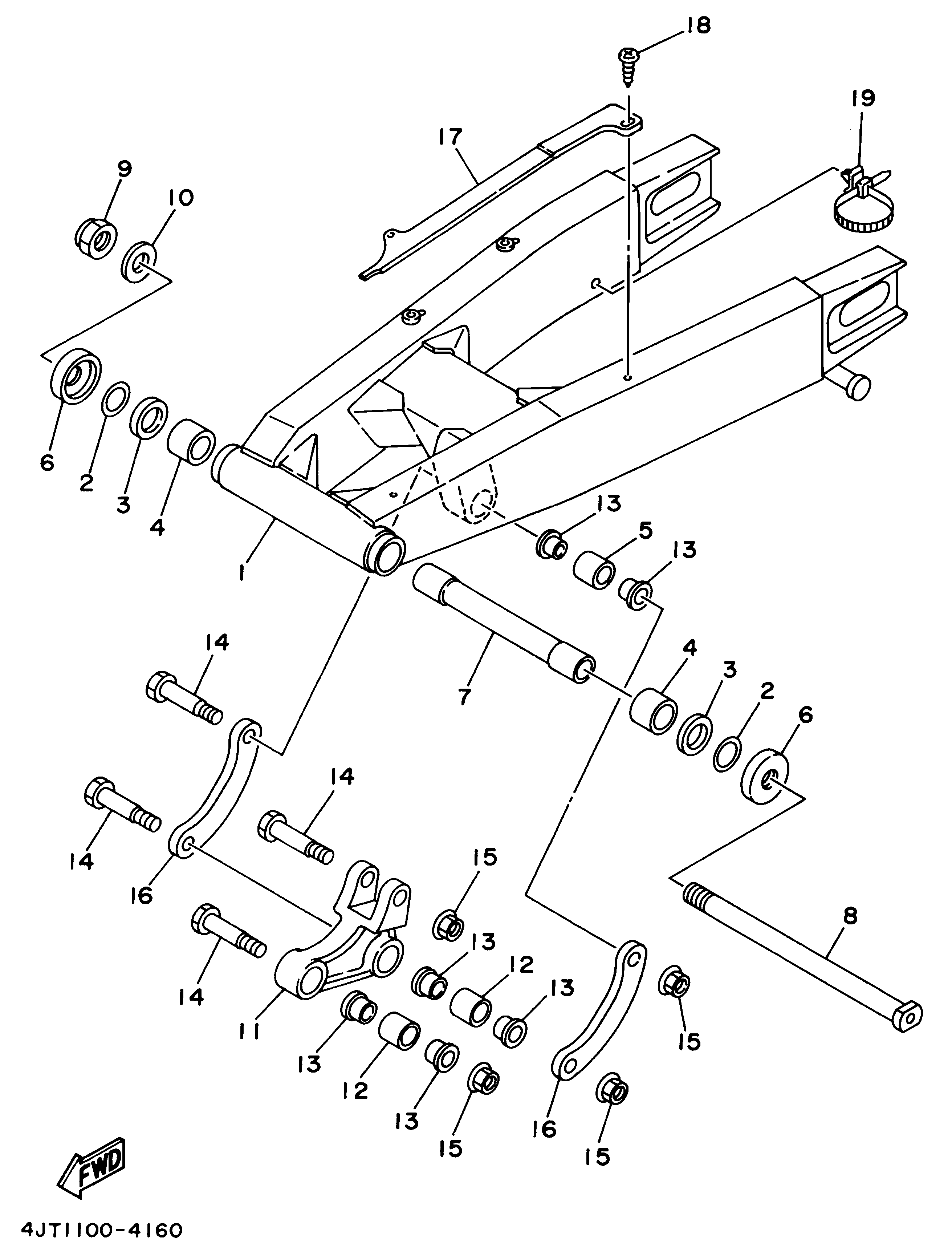 Technical Sports One, LLC 1994 Yamaha TZ125 (4JT1) the Rear Swingarm / Rear Shock Linkage