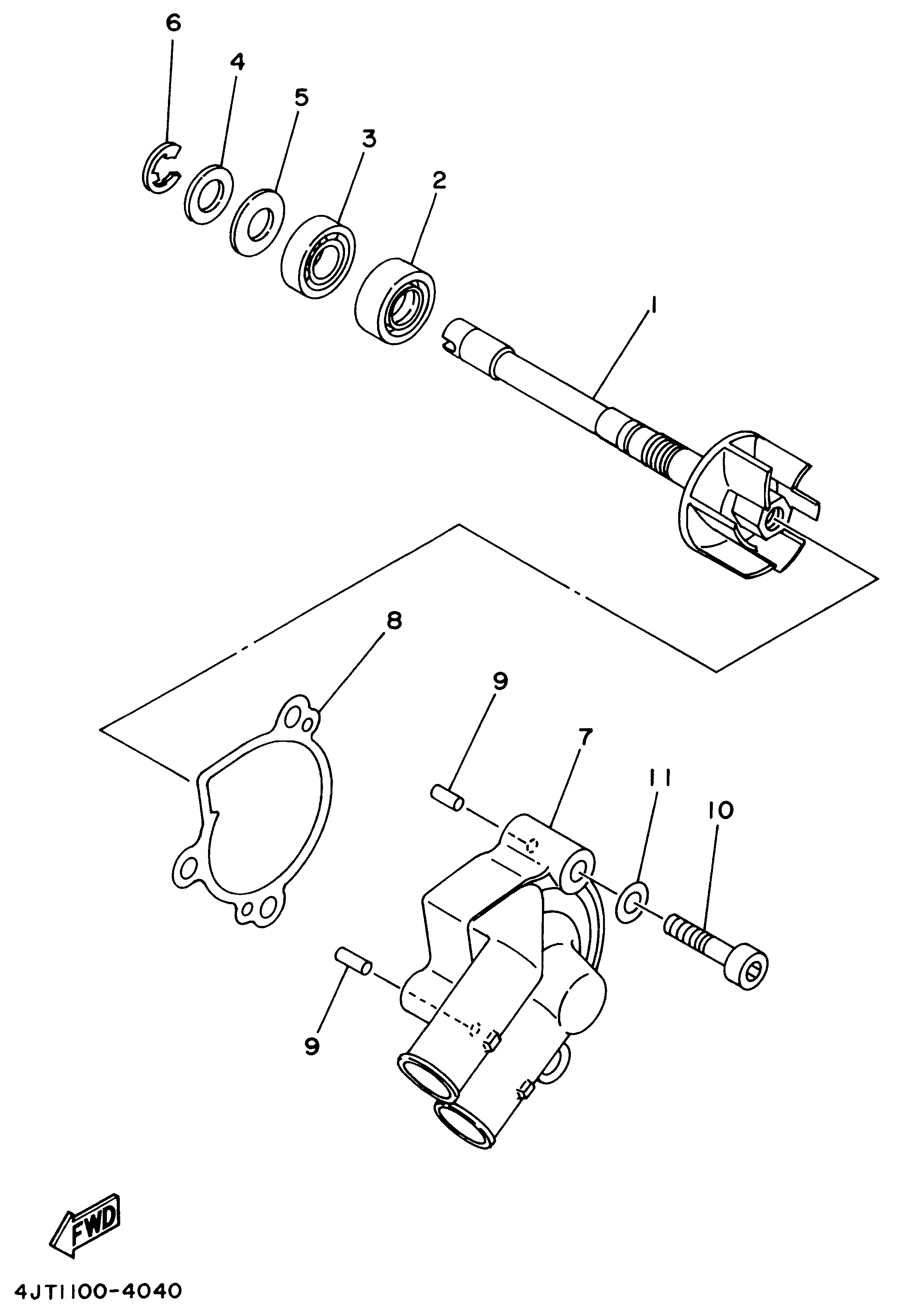 Technical Sports One, LLC 1995 Yamaha TZ125 (4JT2) Water Pump, Water Pump Shaft, Water Pump Cover