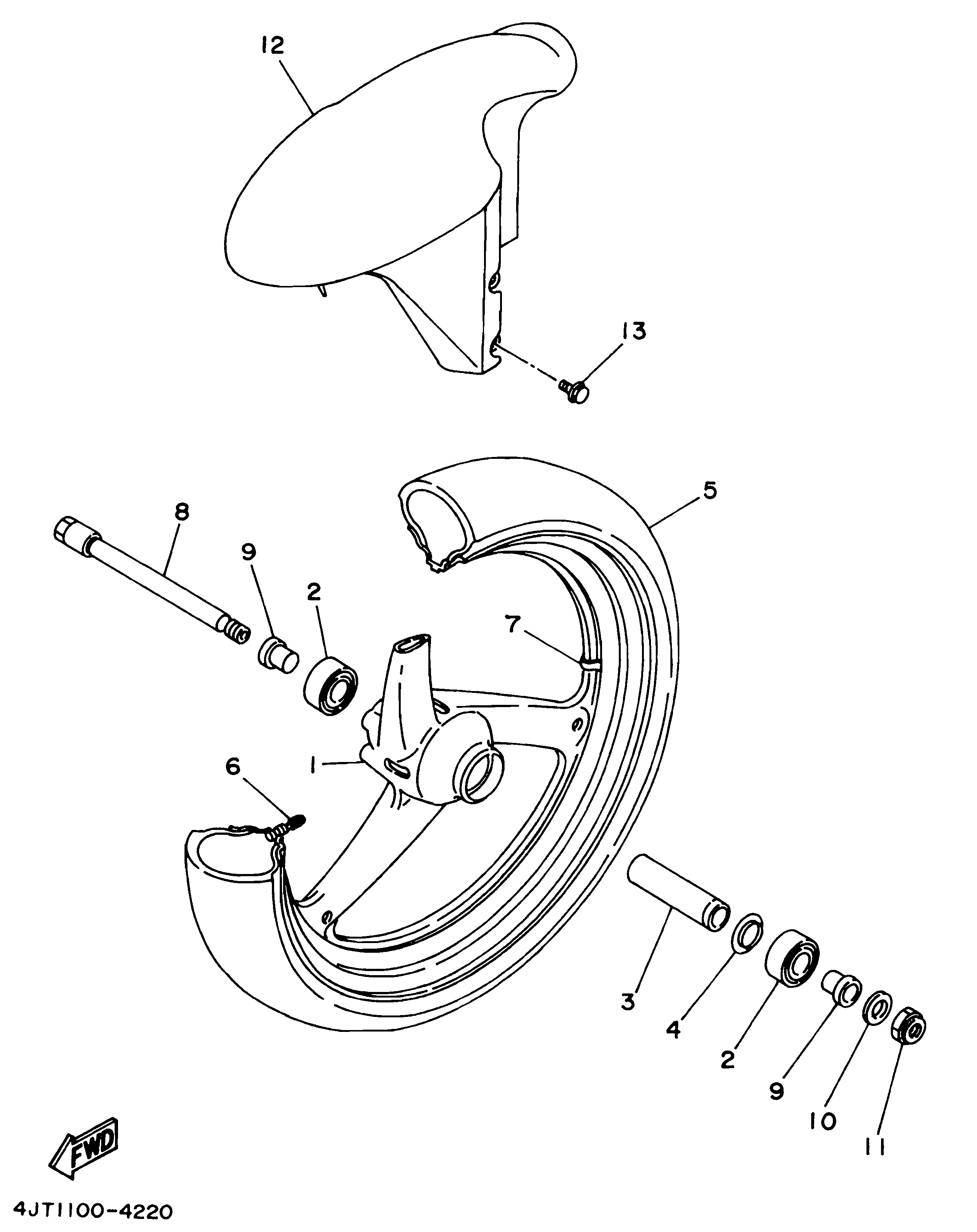 Technical Sports One, LLC 1995 Yamaha TZ125 (4JT2) Image for the Front Wheel / Front Fender