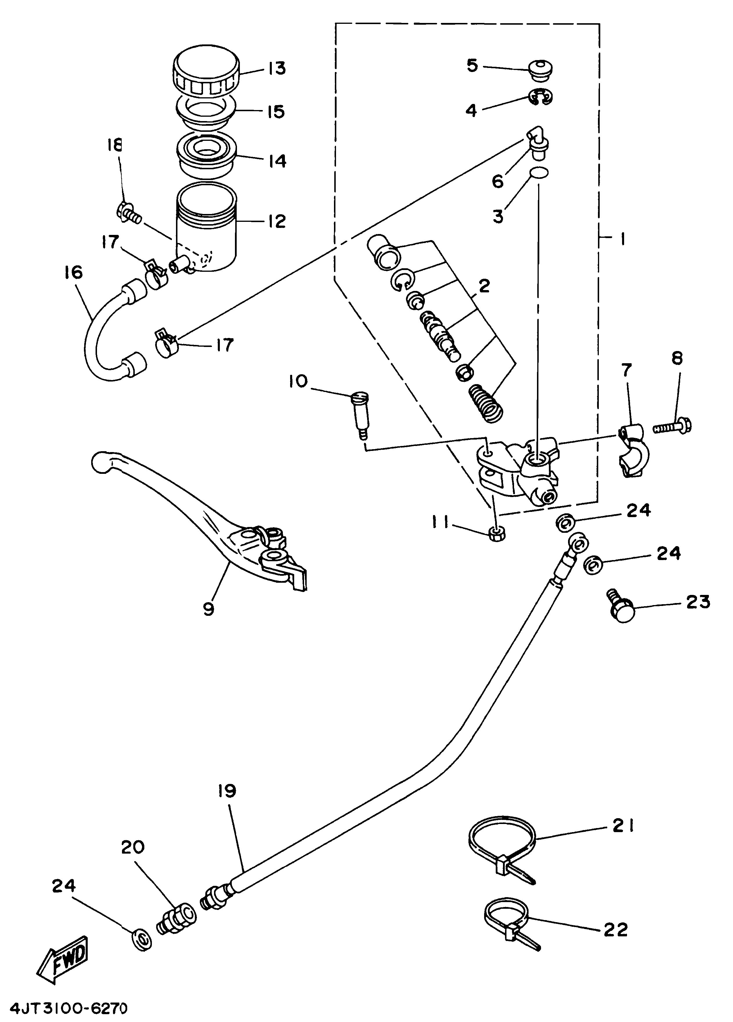 Technical Sports One, LLC 1996 Yamaha TZ125 (4JT3) Image for Front Brake Master Cylinder