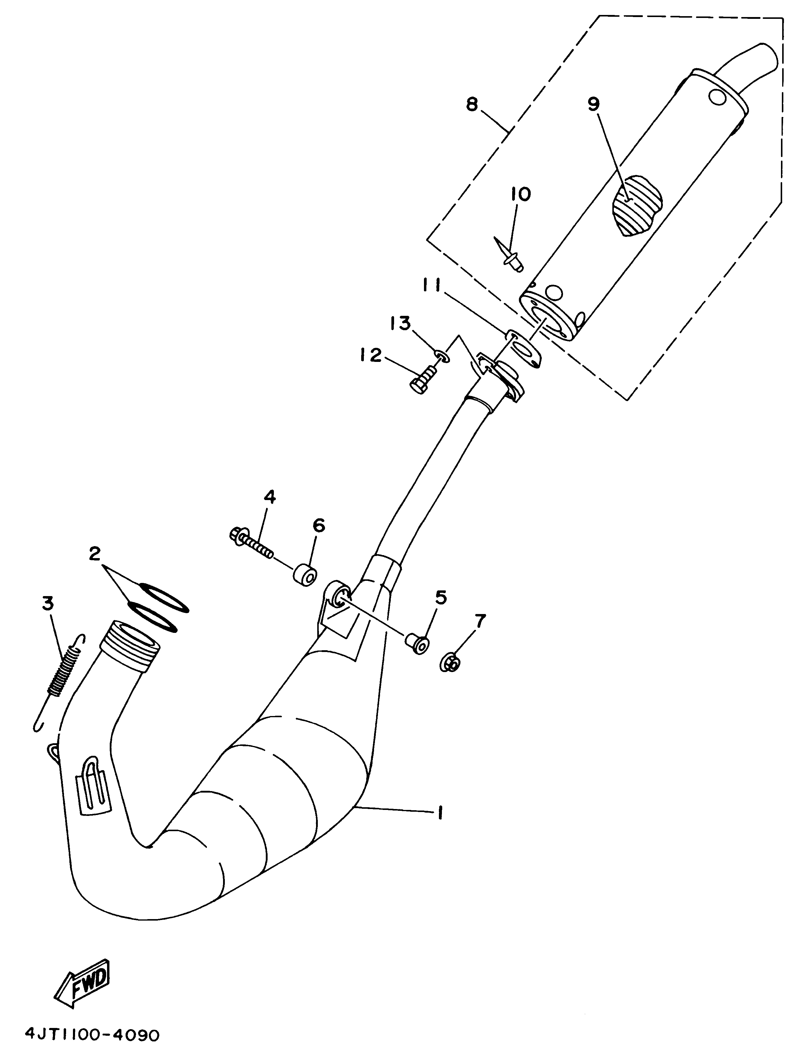 Technical Sports One, LLC 1996 Yamaha TZ125 (4JT3) the Expansion Chamber / Silencer