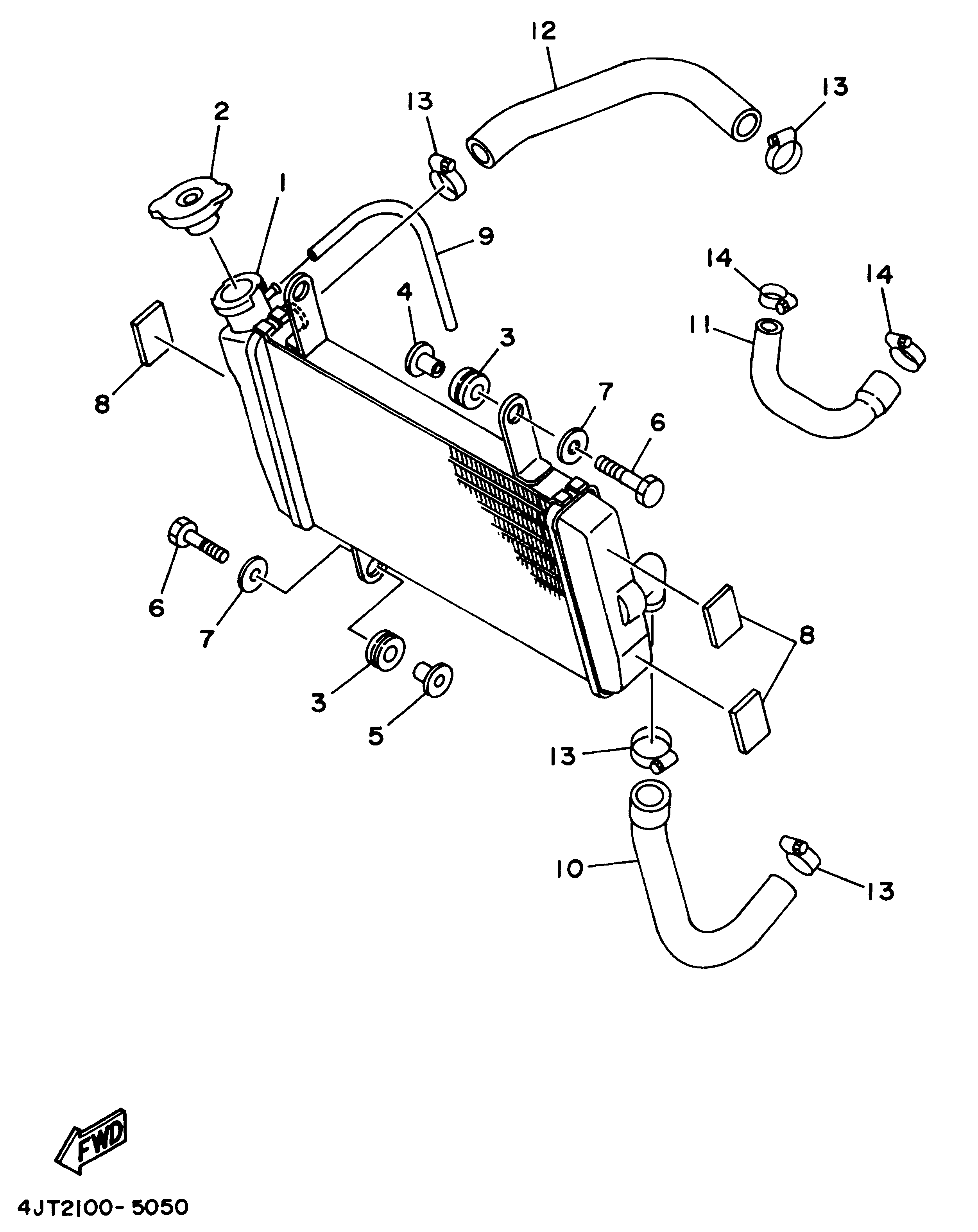 Technical Sports One, LLC 1996 Yamaha TZ125 (4JT3) the Radiator / Radiator Hose