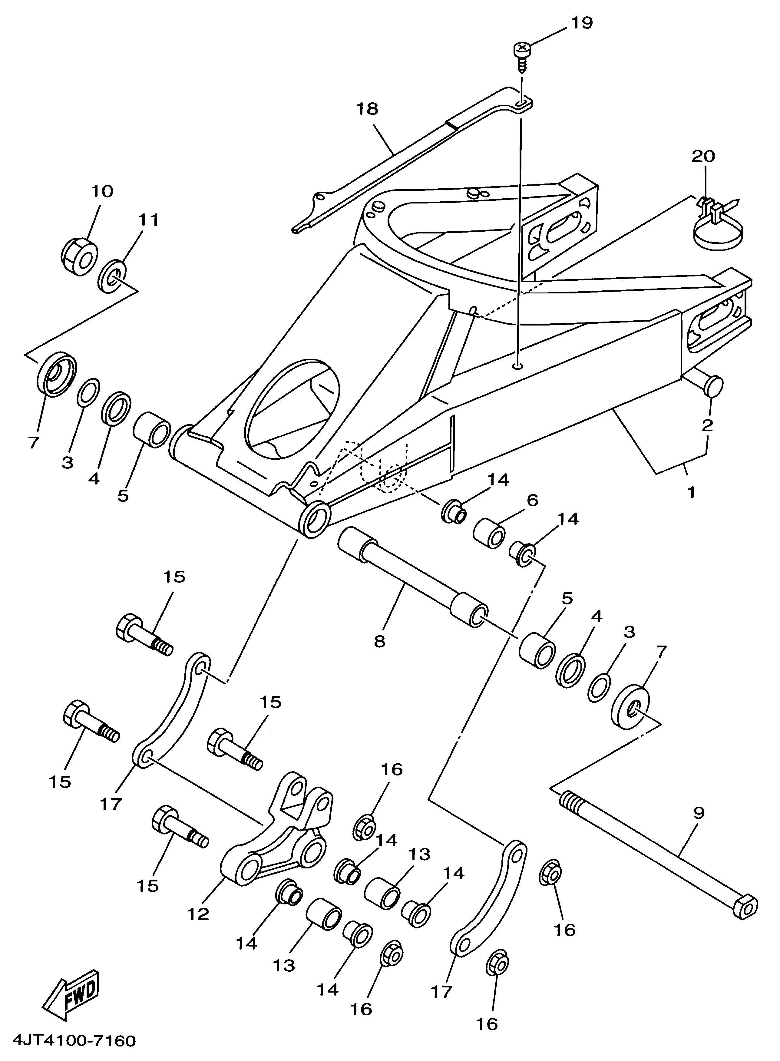 Technical Sports One, LLC 1997 Yamaha TZ125 (4JT4) the Rear Swingarm / Rear Shock Linkage