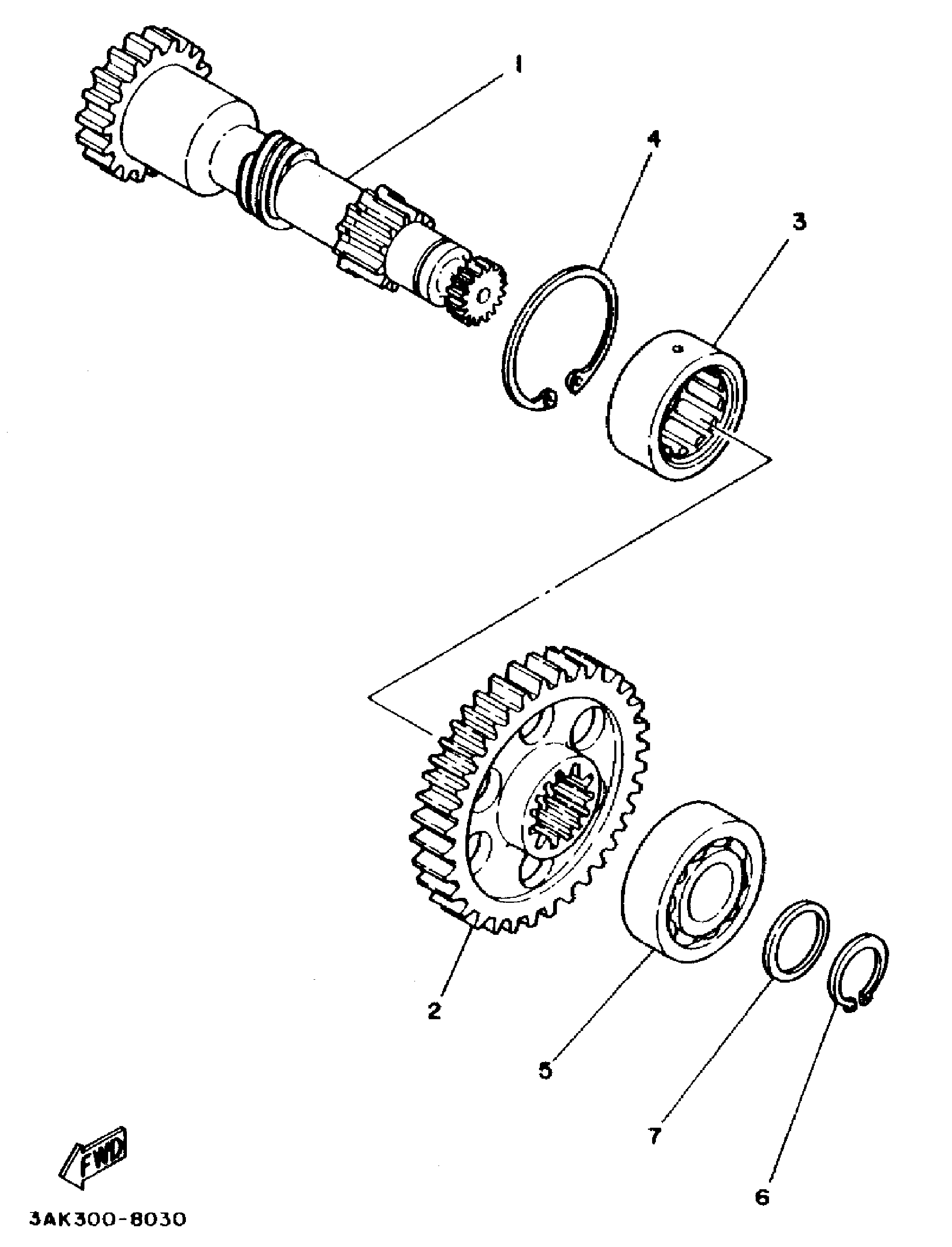 Technical Sports One, LLC 1990 Yamaha TZ250 (3TC1) Counter Shaft, Counter Shaft Driven Gear and Related Parts