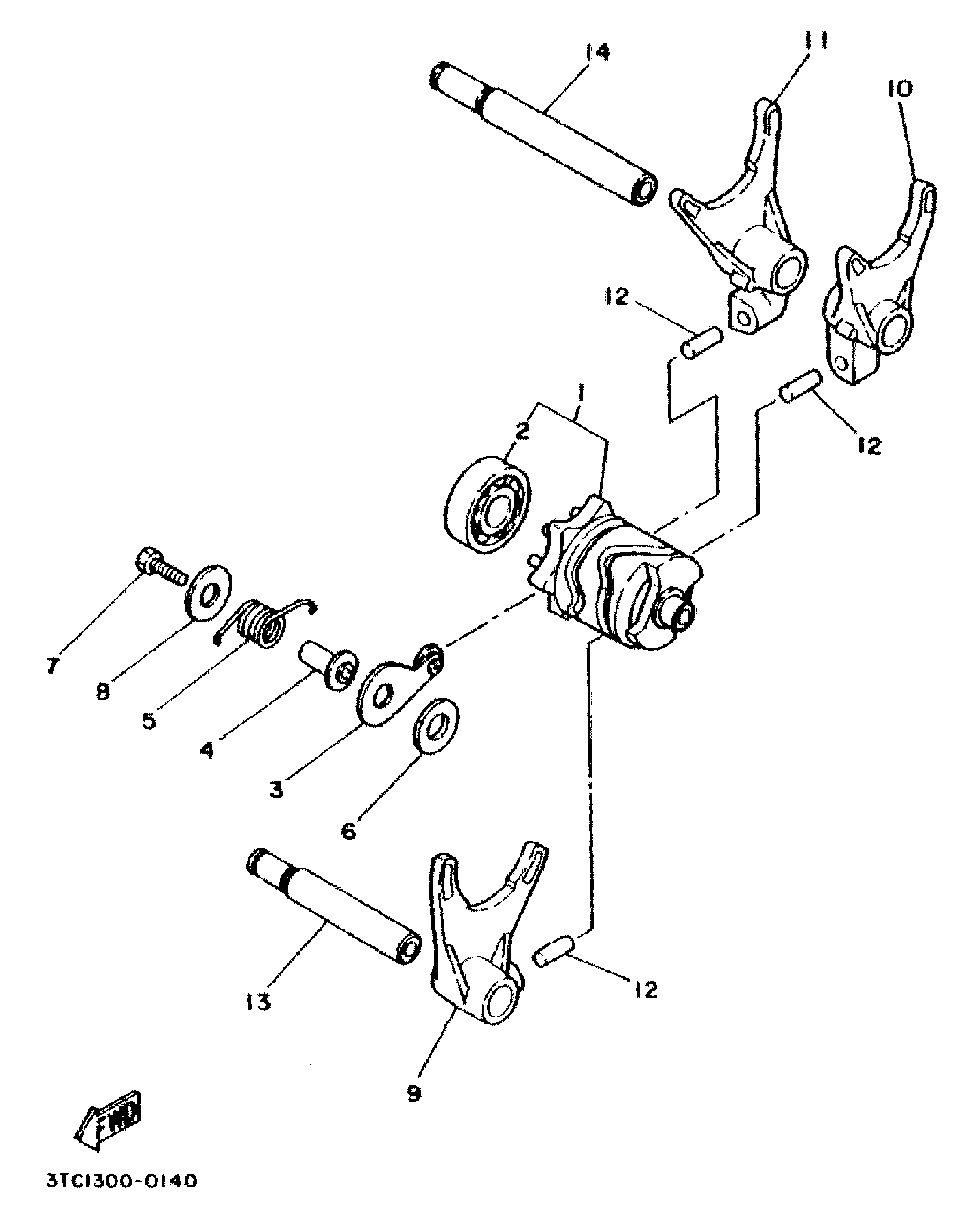 Technical Sports One, LLC 1990 Yamaha TZ250 (3TC1) Shift Fork / Shift Drum