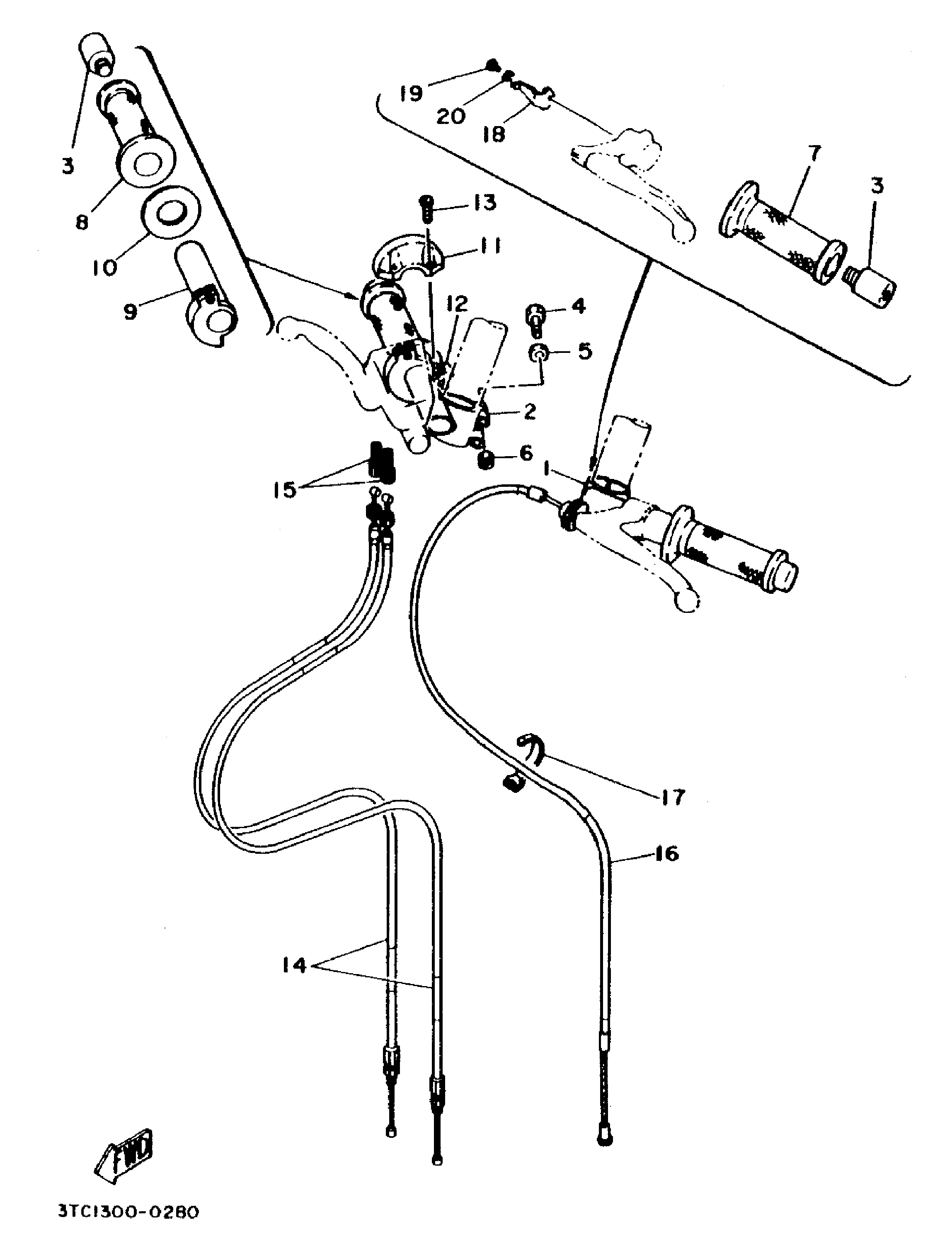 Technical Sports One, LLC 1990 Yamaha TZ250 (3TC1) Cable / Handlebar / Throttle Grip