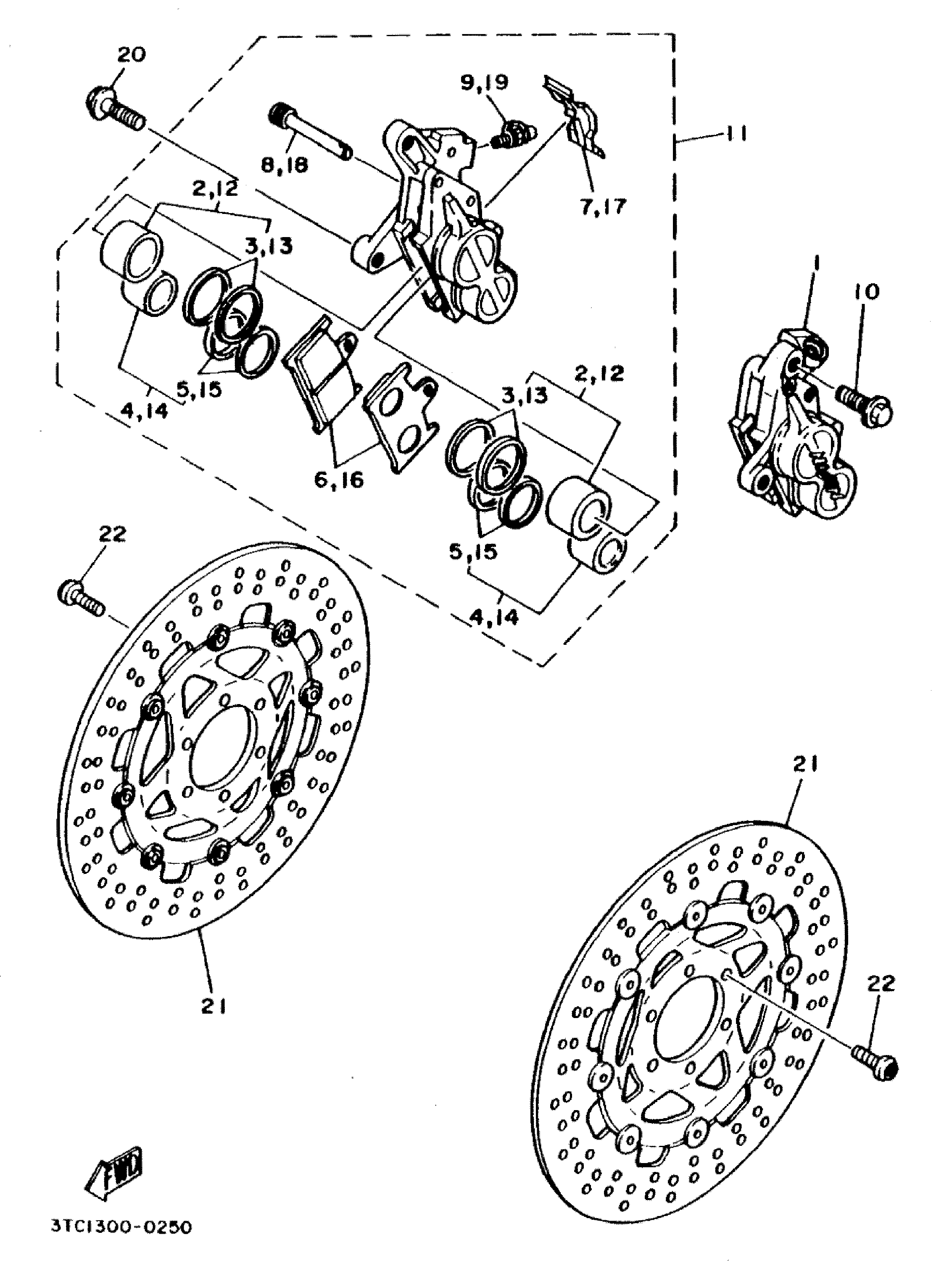 Technical Sports One, LLC 1990 Yamaha TZ250 (3TC1) Front Brake Caliper / Front Brake Disk