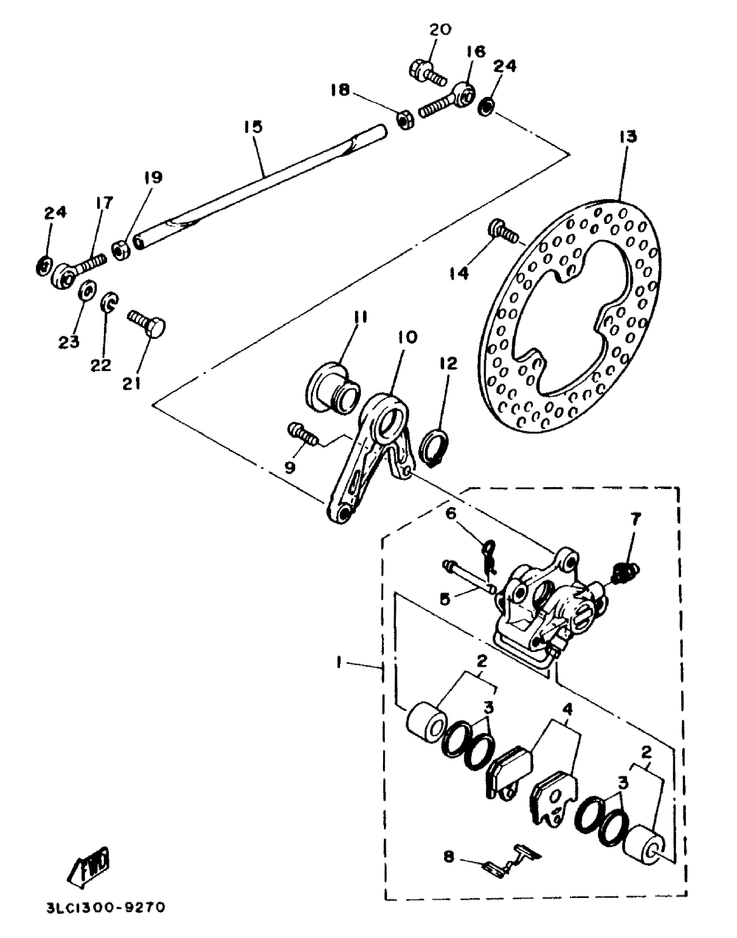 Technical Sports One, LLC 1990 Yamaha TZ250 (3TC1) the Rear Brake Caliper / Rear Brake Disk