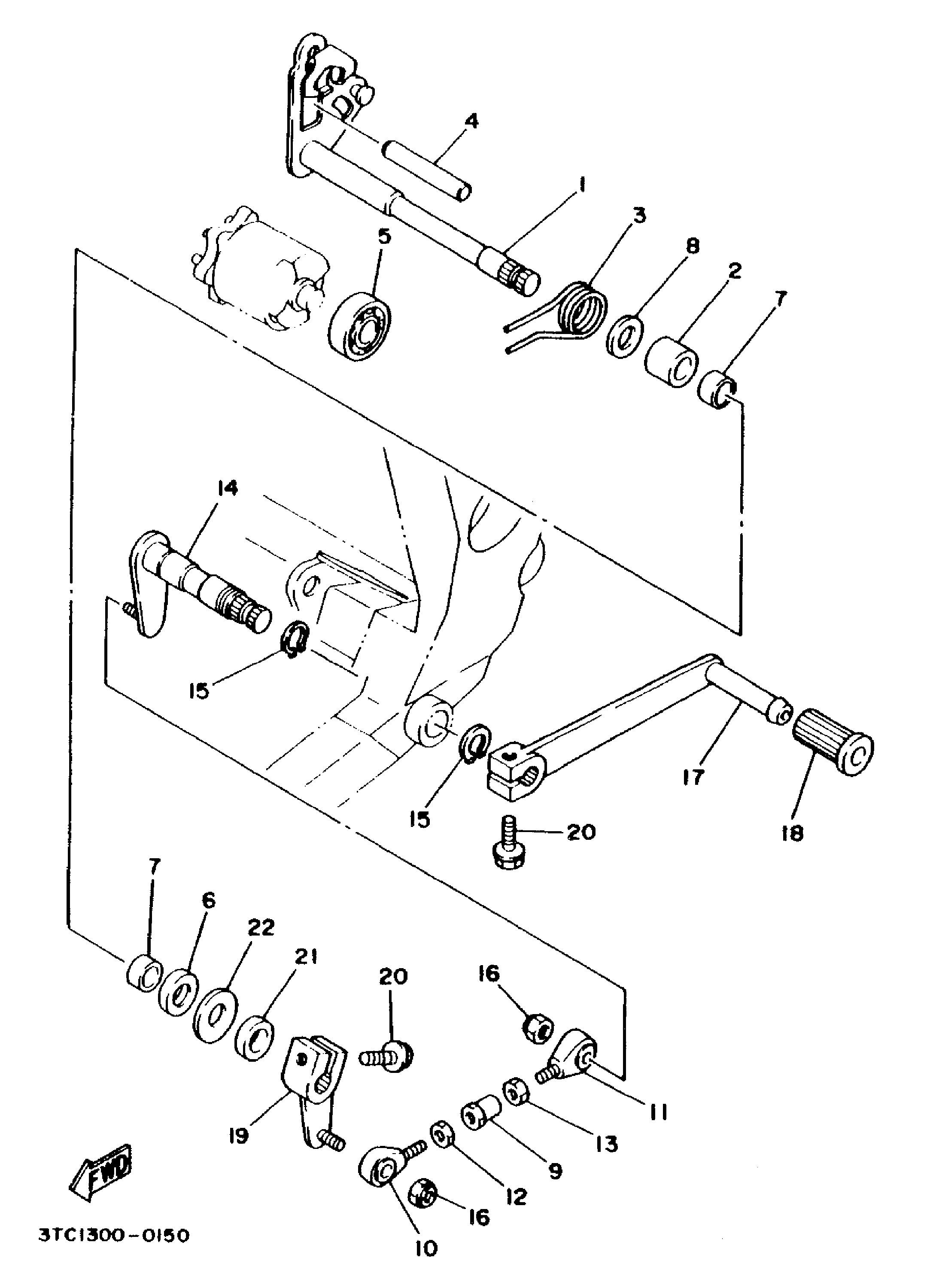 Technical Sports One, LLC 1990 Yamaha TZ250 (3TC1) Imageof the Gear Shift Pedal / Shaft