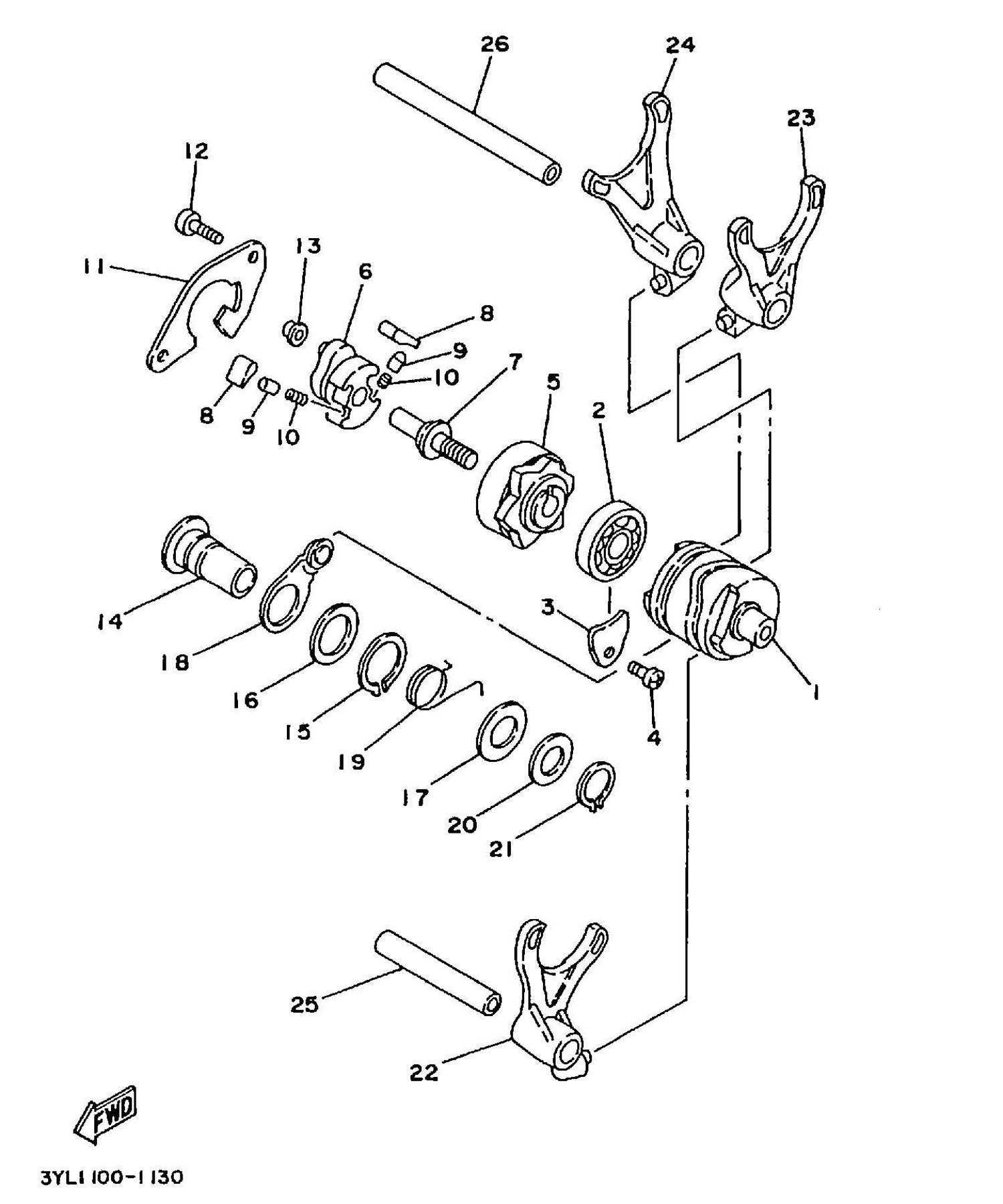 Technical Sports One, LLC 1991 Yamaha TZ250 (3YL1) Shift Fork / Shift Drum