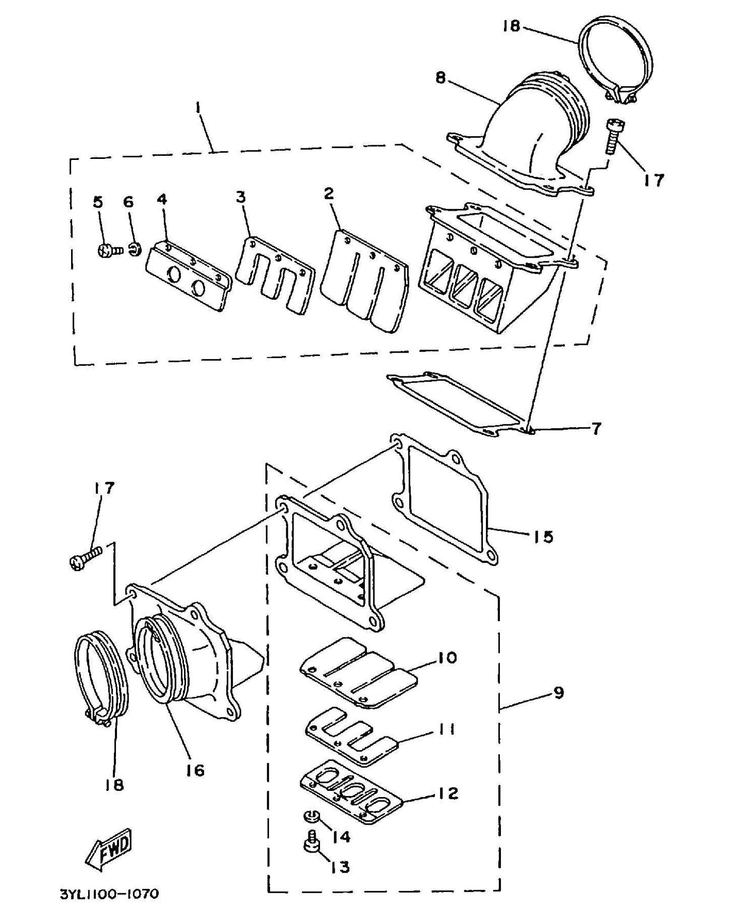 Technical Sports One, LLC 1991 Yamaha TZ250 (3YL1) Intake Manifold / Reed Valve