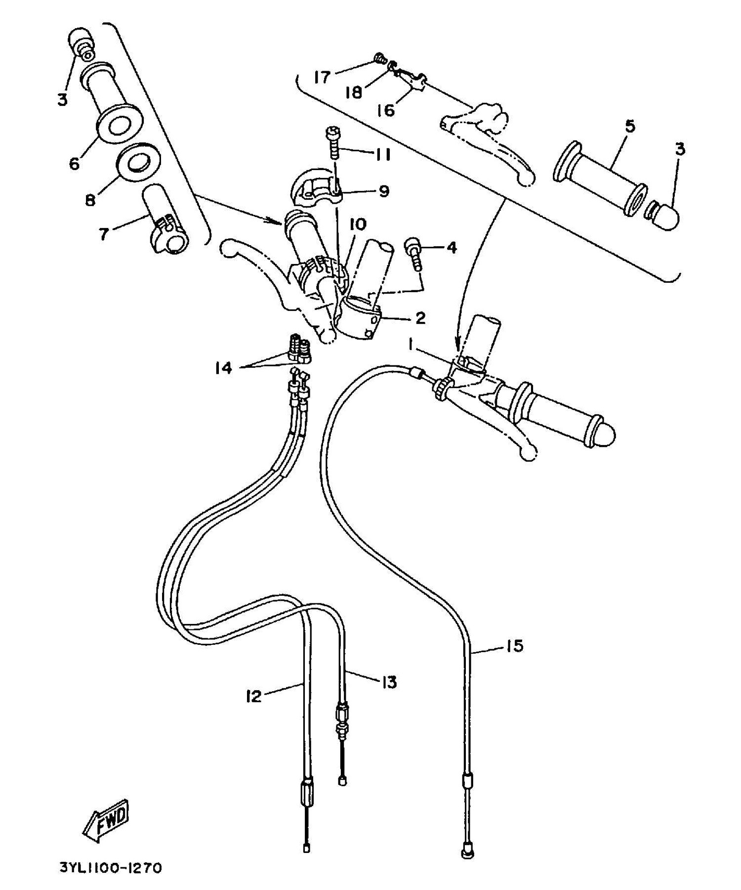 Technical Sports One, LLC 1991 Yamaha TZ250 (3YL1) Cable / Handlebar / Throttle Grip