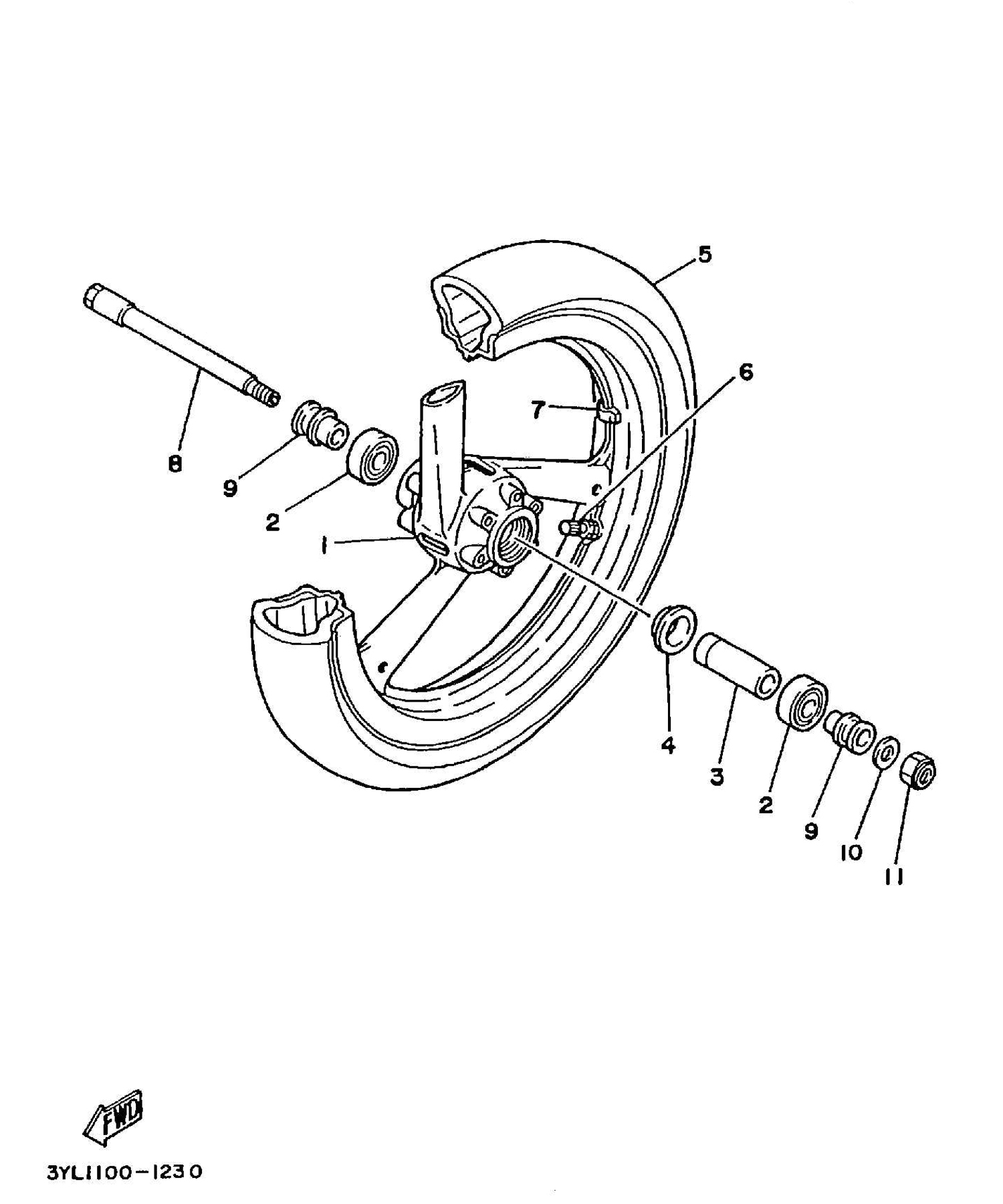 Technical Sports One, LLC 1991 Yamaha TZ250 (3YL1) Image for the Front Wheel