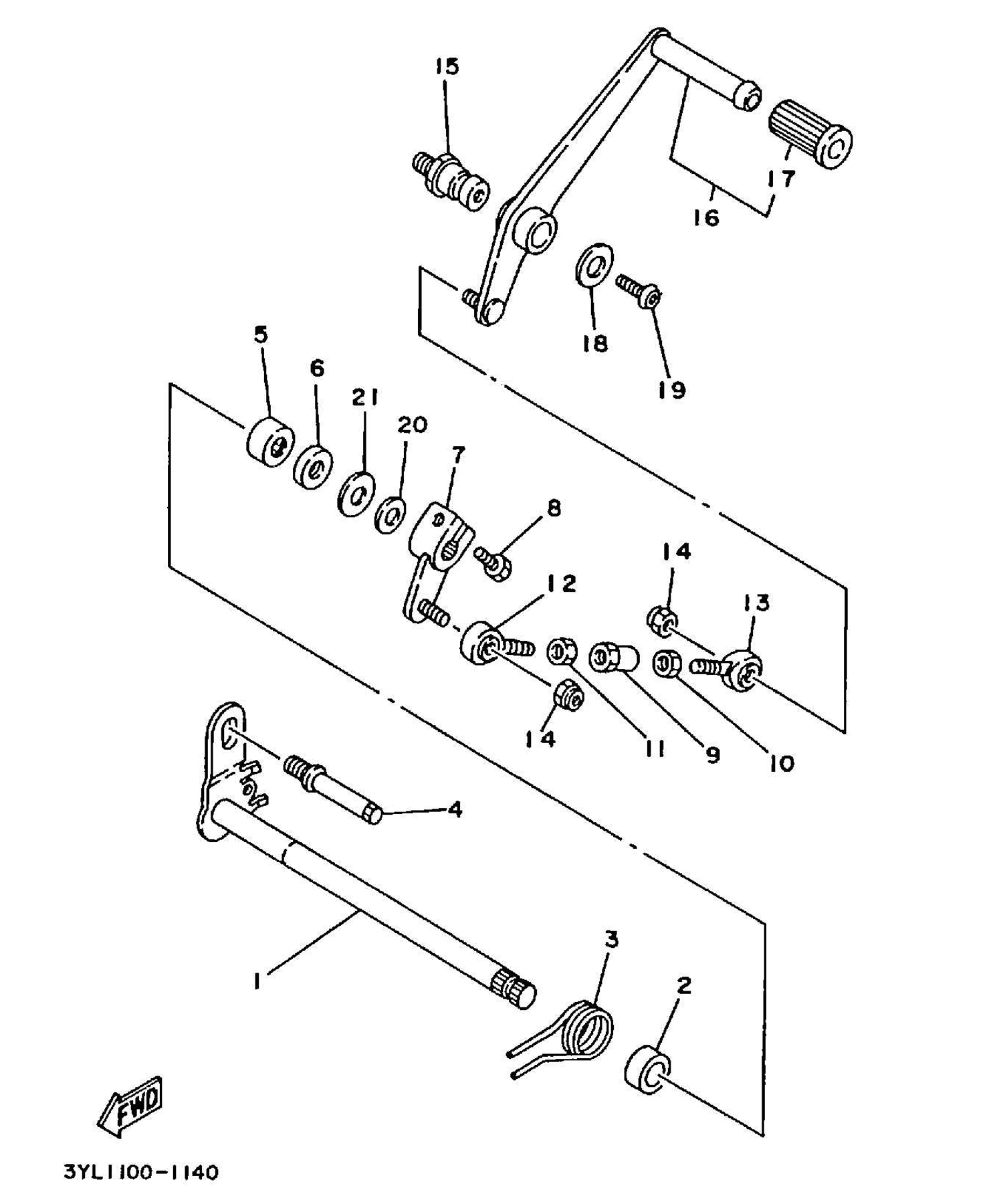 Technical Sports One, LLC 1991 Yamaha TZ250 (3YL1) Imageof the Gear Shift Pedal / Shaft