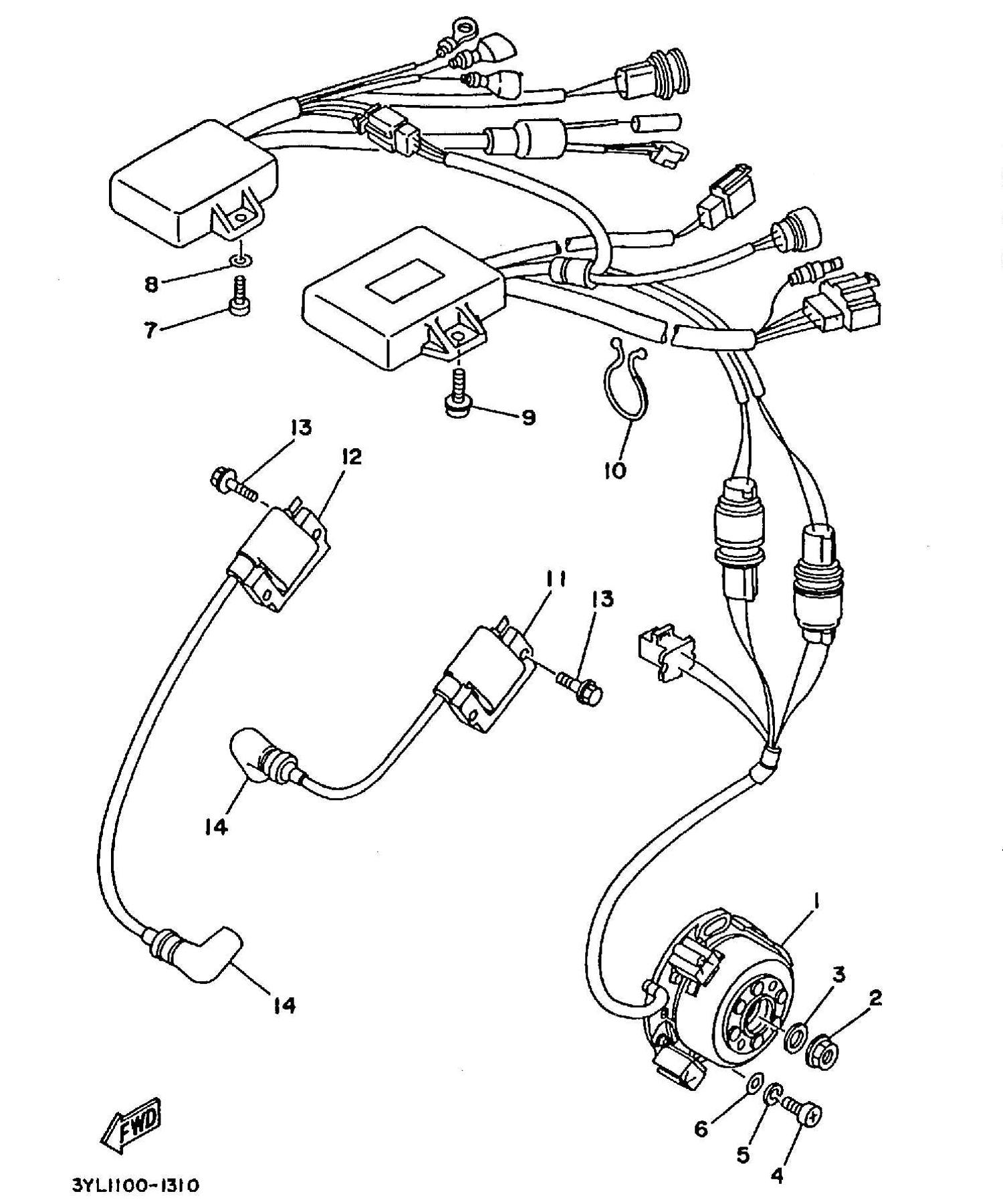 Technical Sports One, LLC 1991 Yamaha TZ250 (3YL1) the AC Generator Set / ECU / Ignition Coil