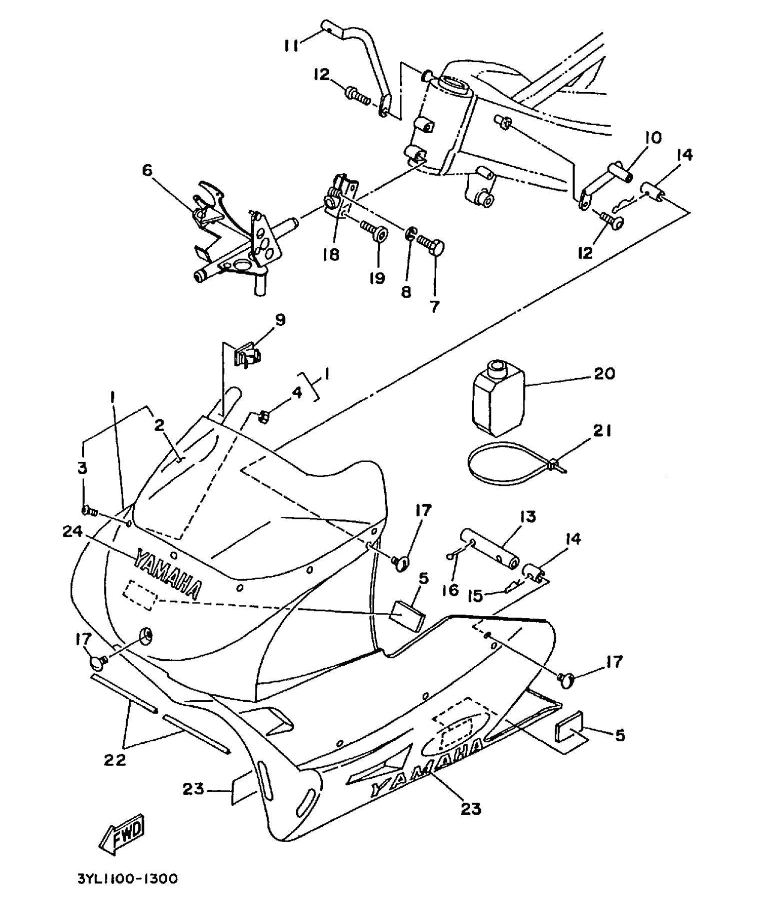 Technical Sports One, LLC 1991 Yamaha TZ250 (3YL1) Cowl / Front Cowl Stay / Meter Mount